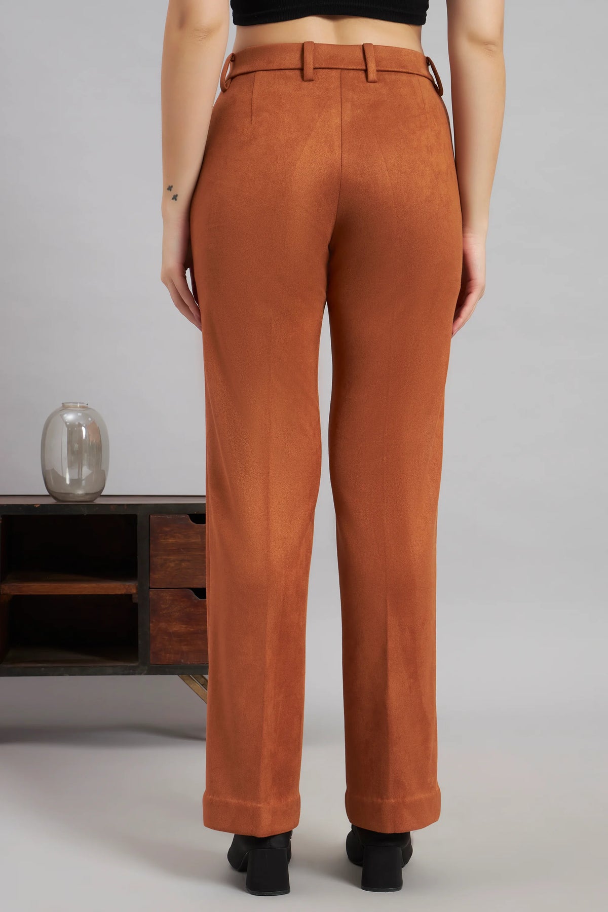 Straight Fit, Suede Trouser, Tan