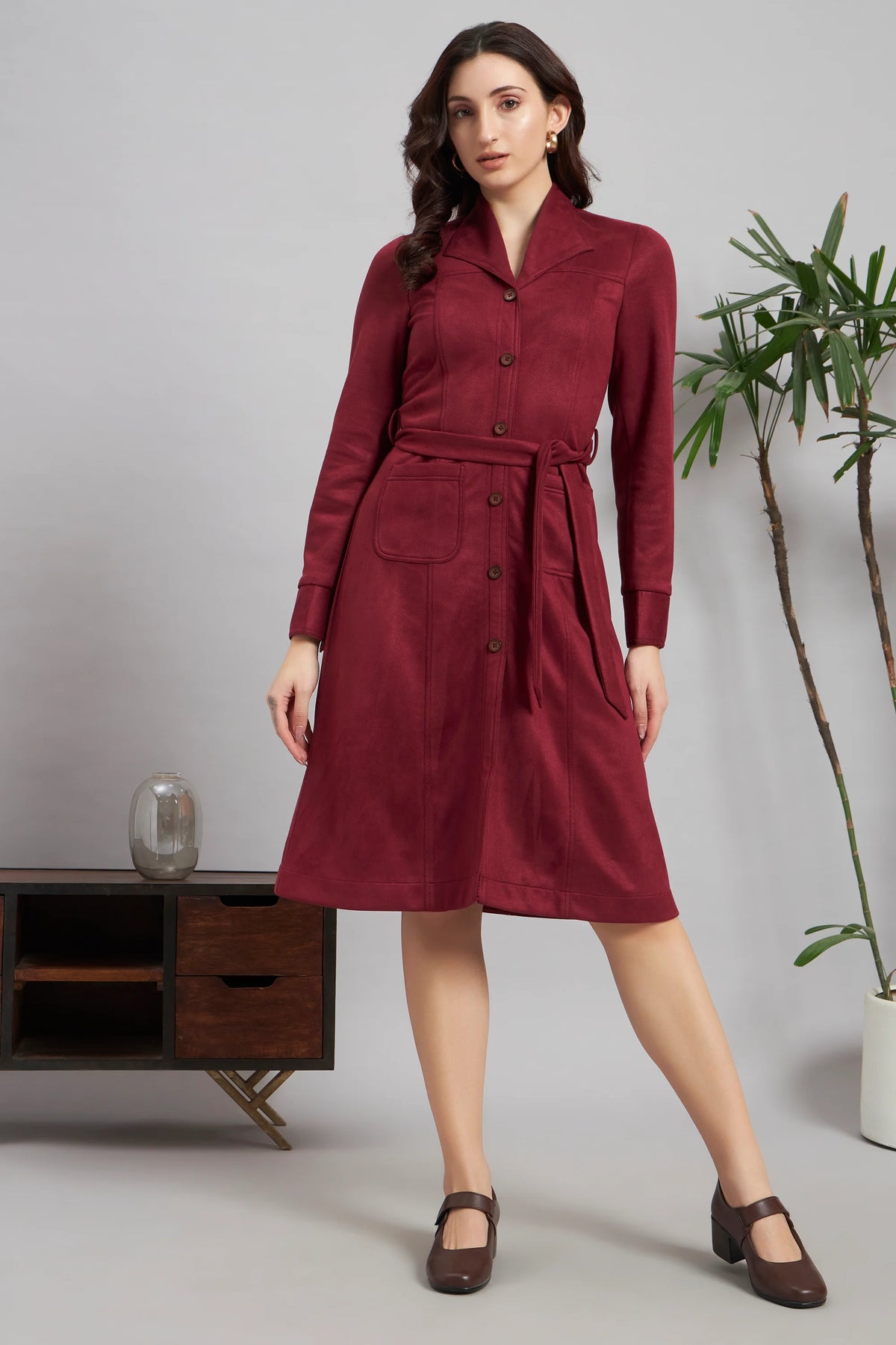 Wine & Whimsy Suede Dress