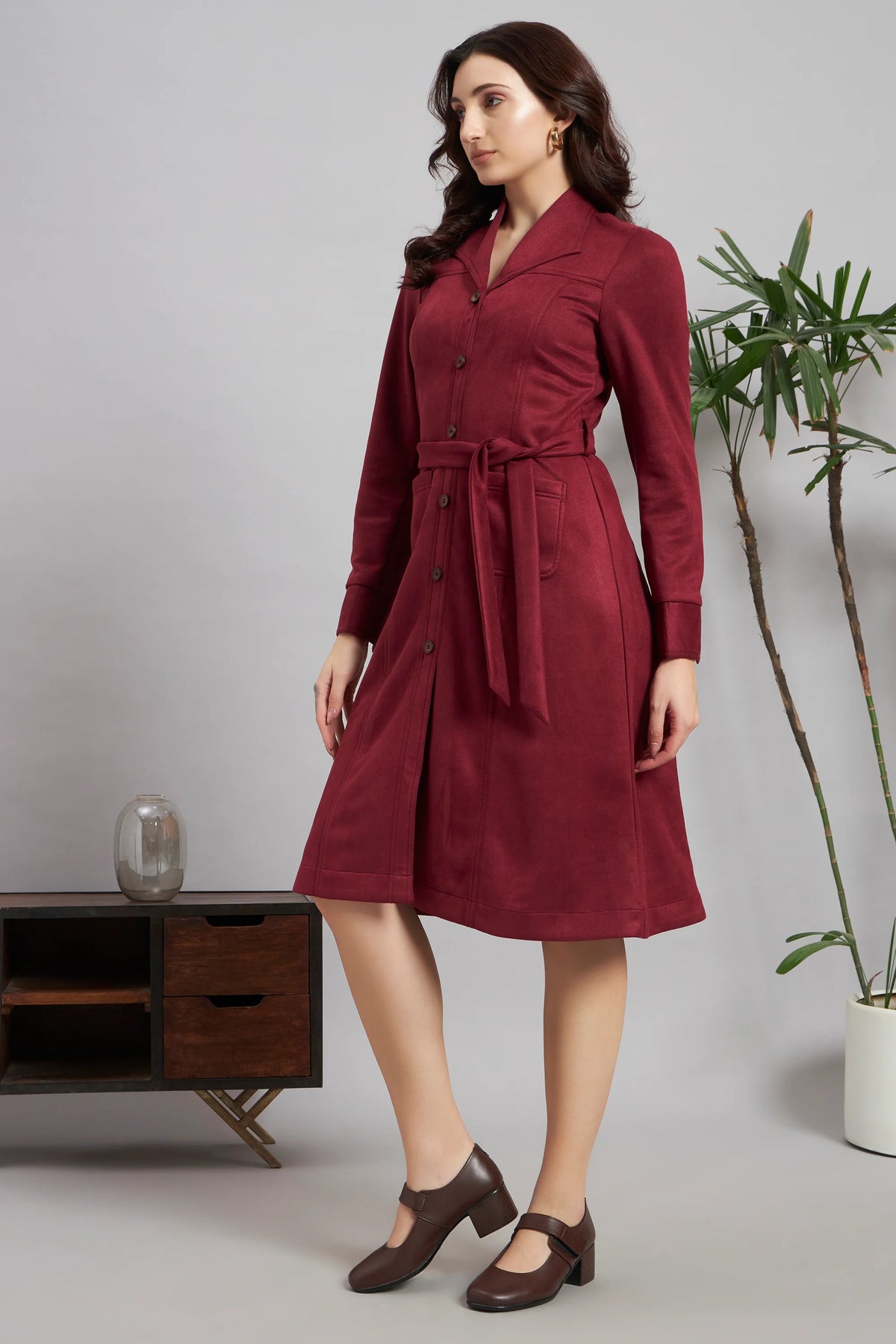 Wine & Whimsy Suede Dress