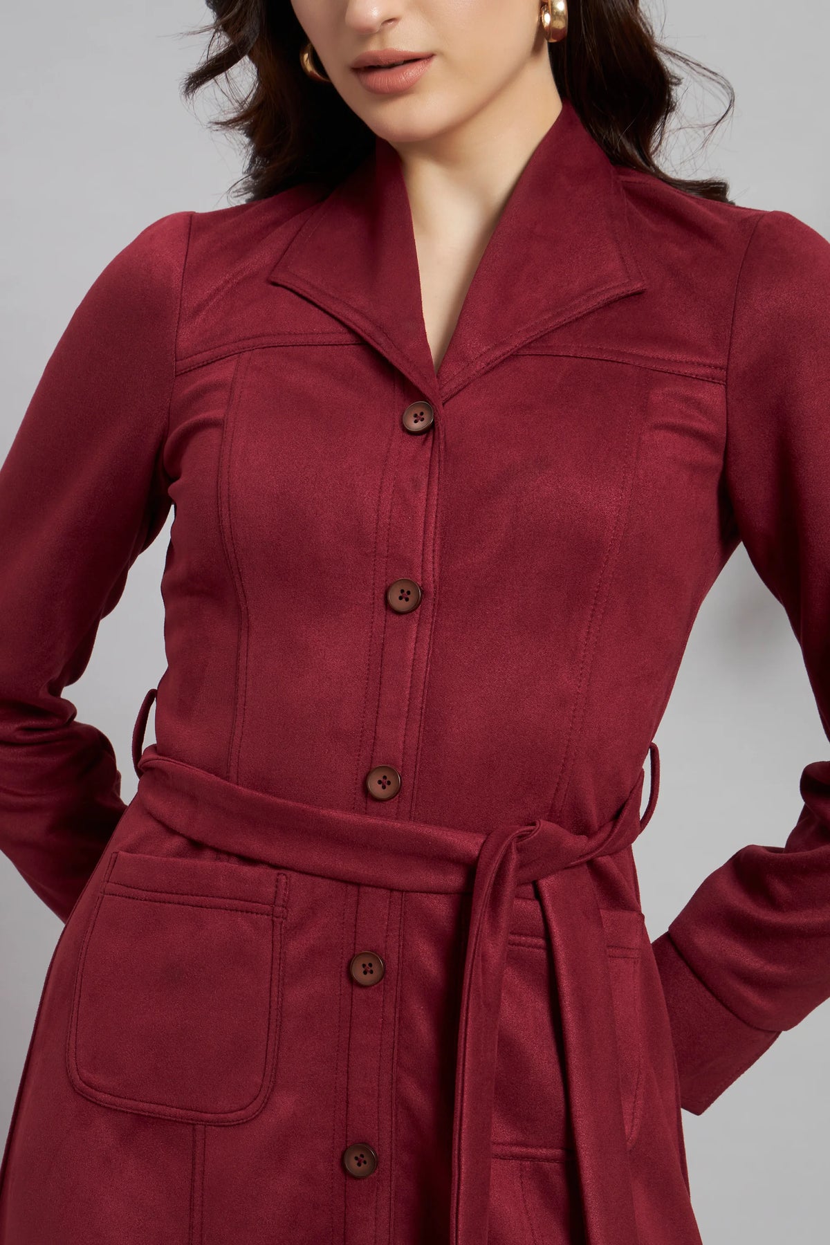 Wine & Whimsy Suede Dress