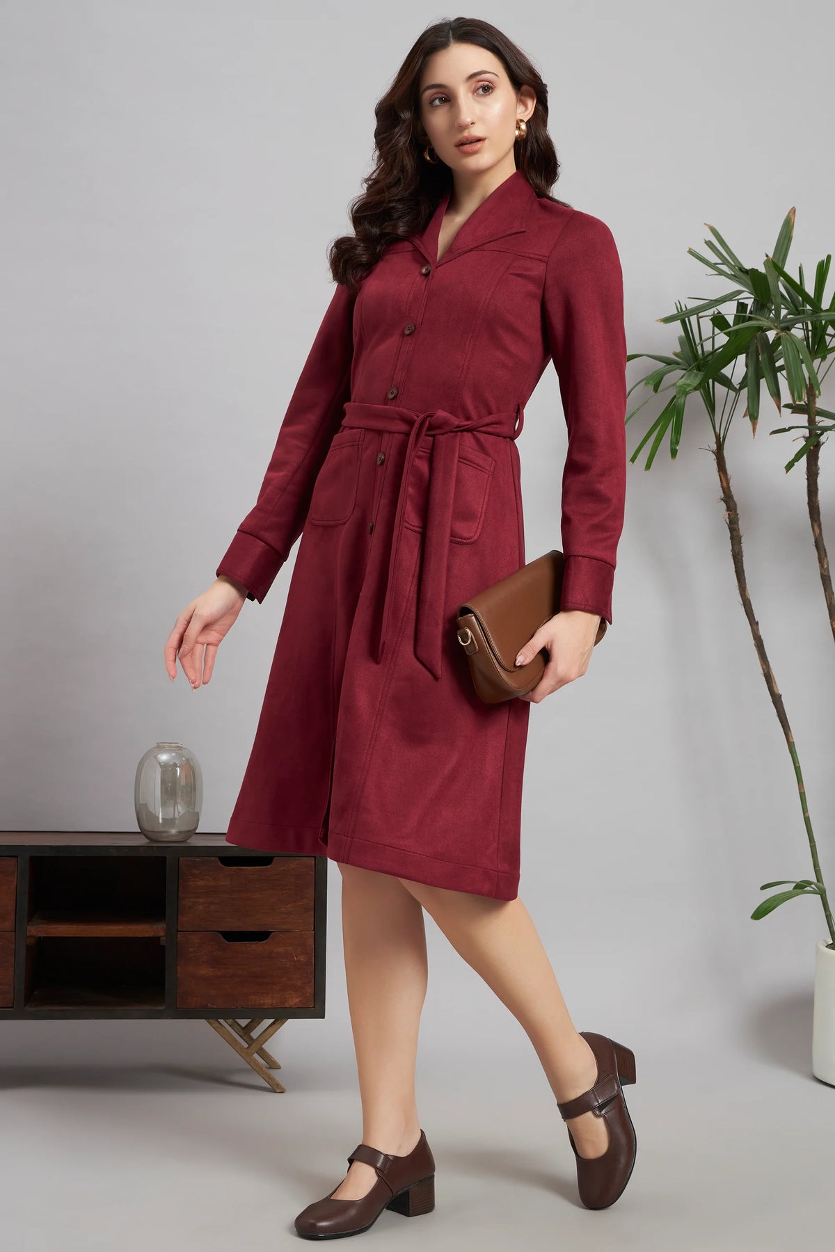 Wine & Whimsy Suede Dress