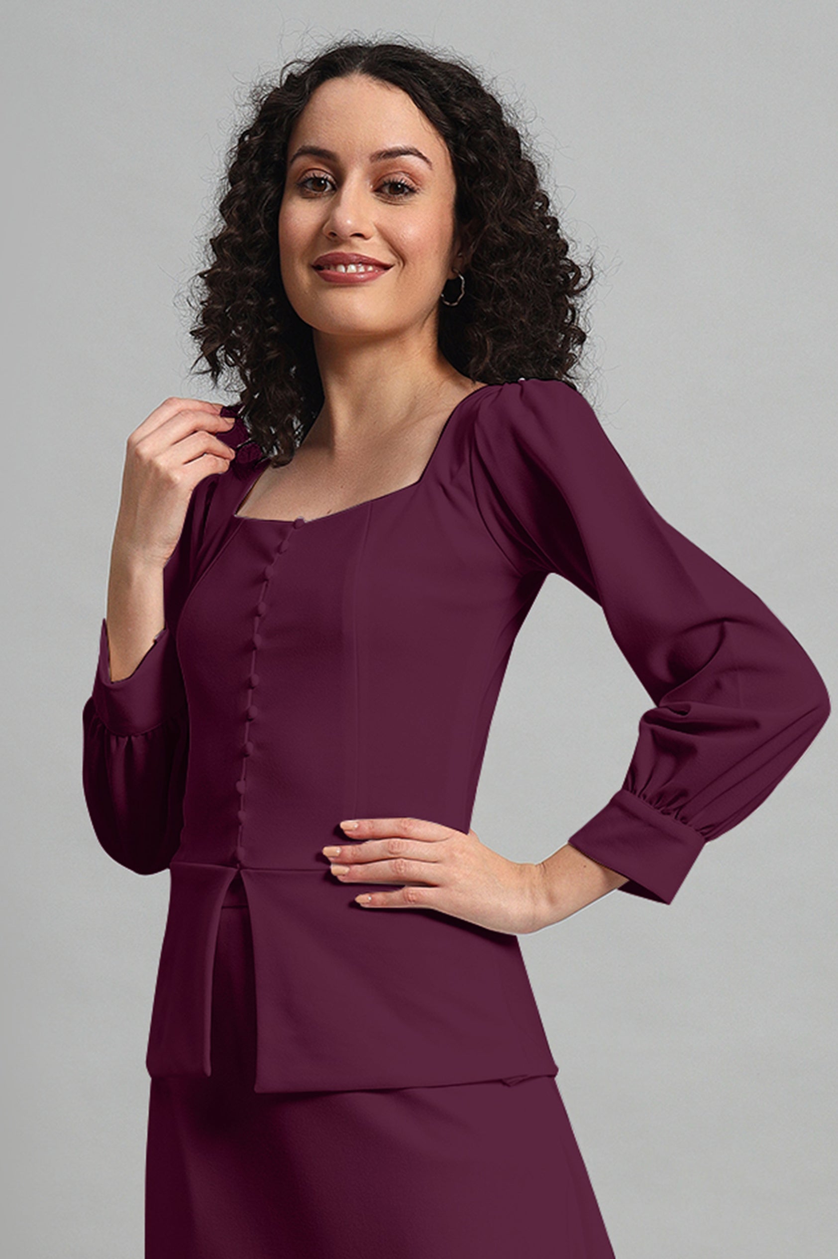 Flare of Grace Skirt Co-ord Set – Plum