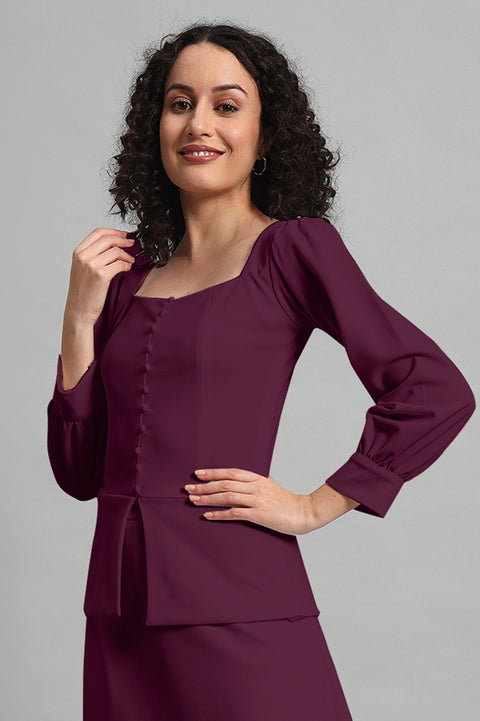 Flare of Grace Skirt Co-ord Set – Plum