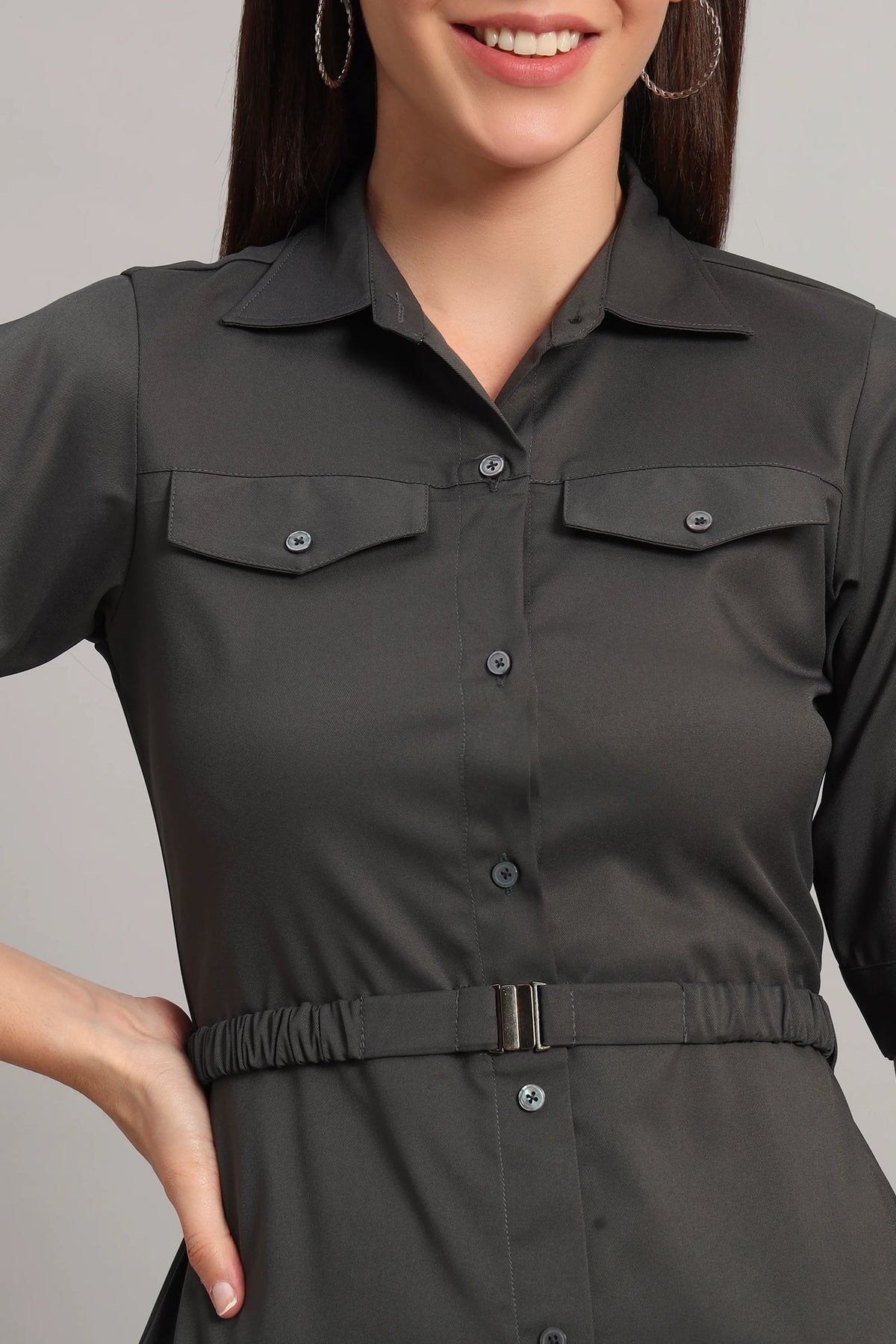 The Summer Shirt Dress,  Bluish Gray
