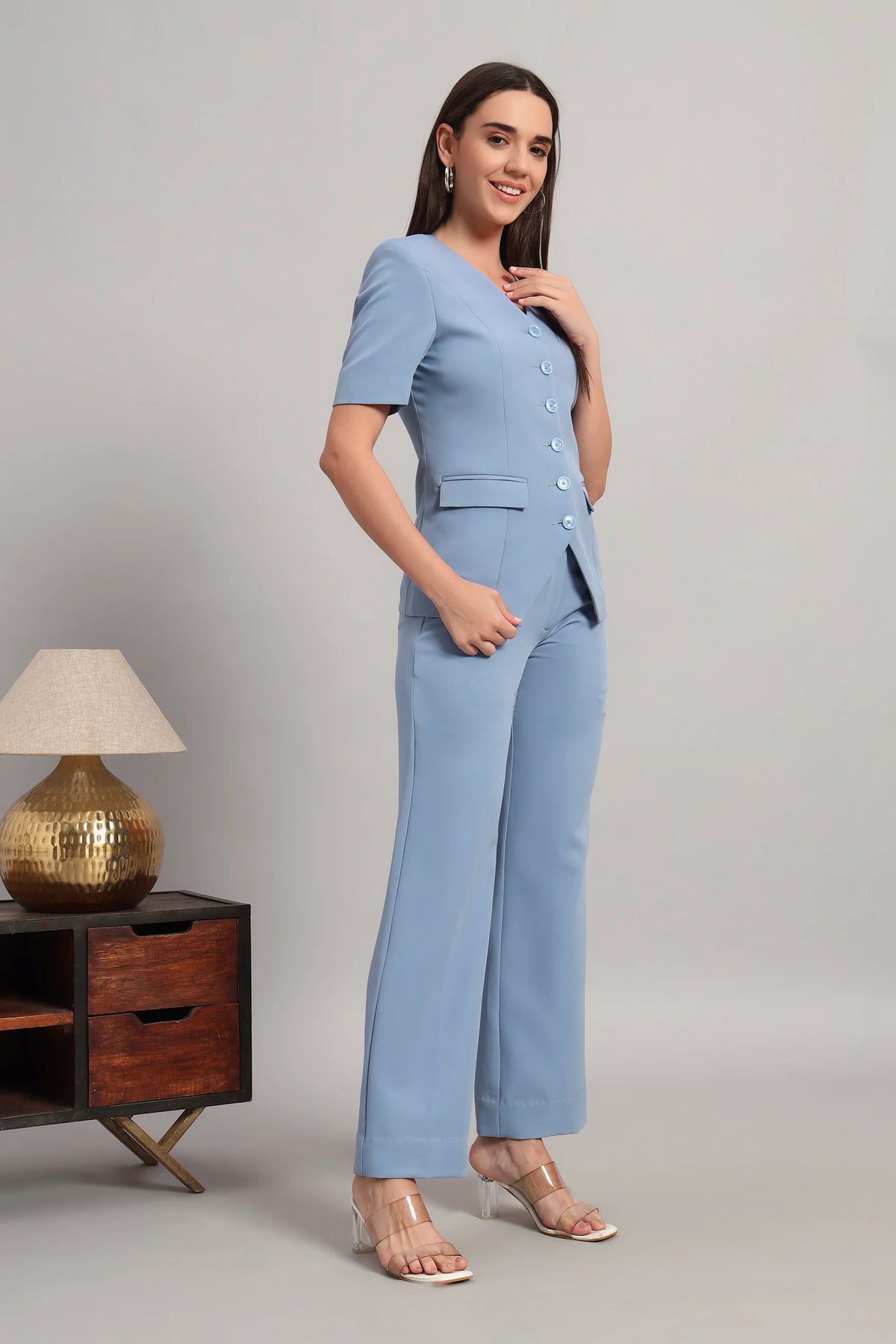 The Breezy Blazer Set, Denim Blue