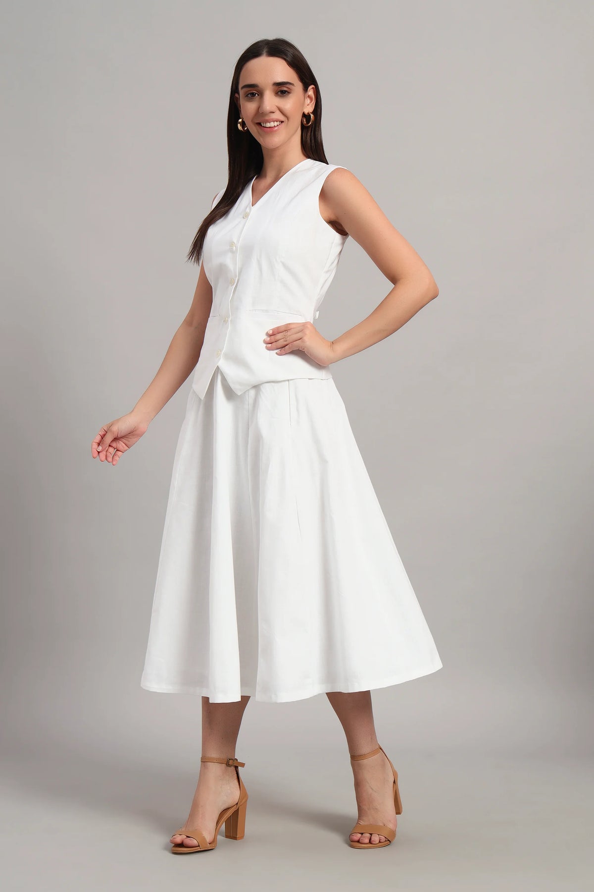 The Classic White Waistcoat & Skirt Set