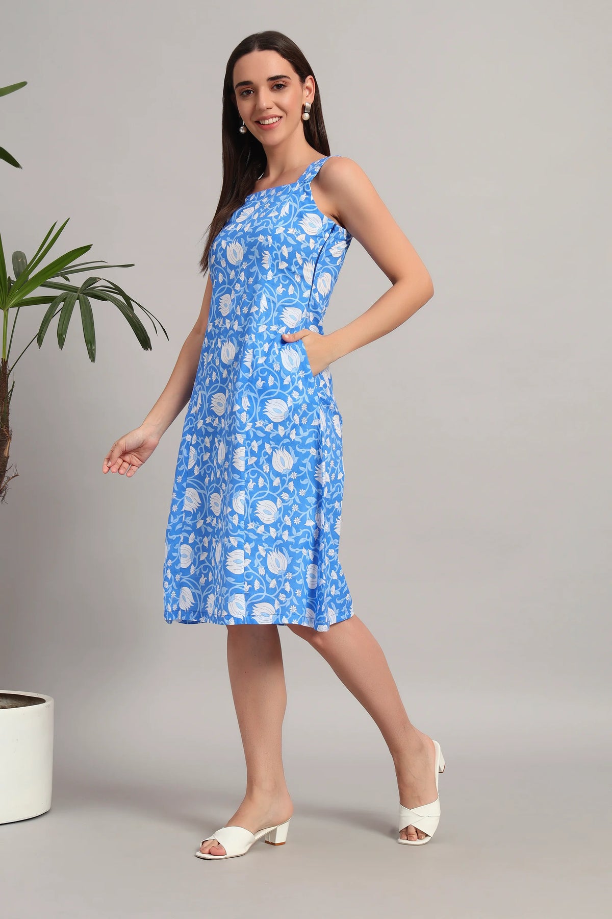 Blue Bloom Belle, Midi Dress