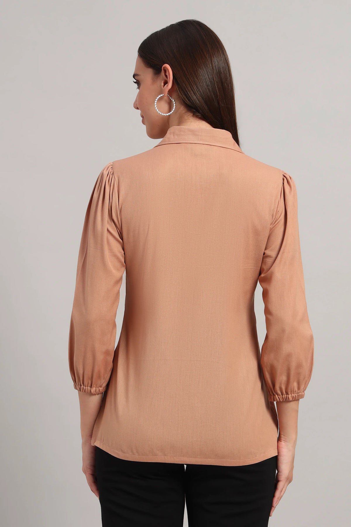 The All-Day Shirt Collar Top, Peach