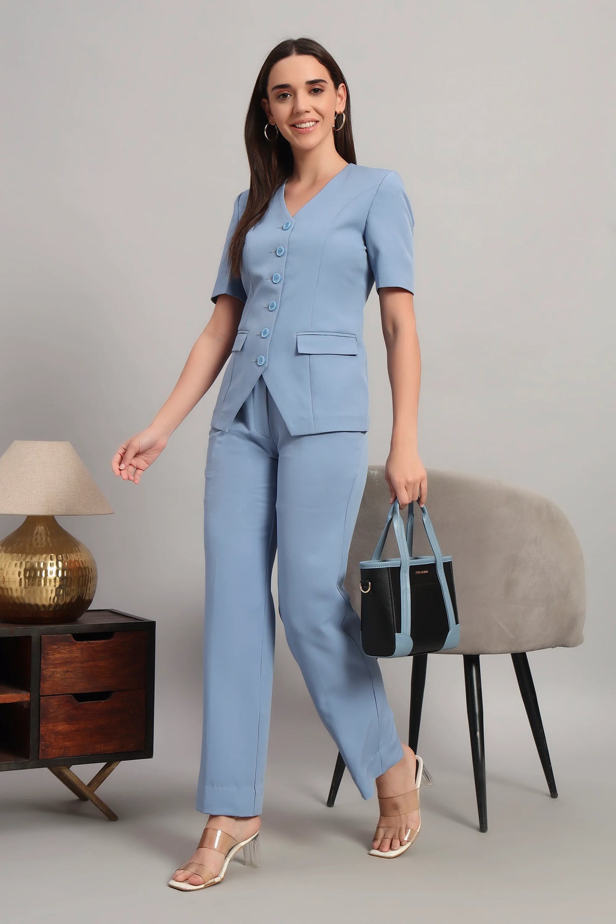 The Breezy Blazer Set, Denim Blue