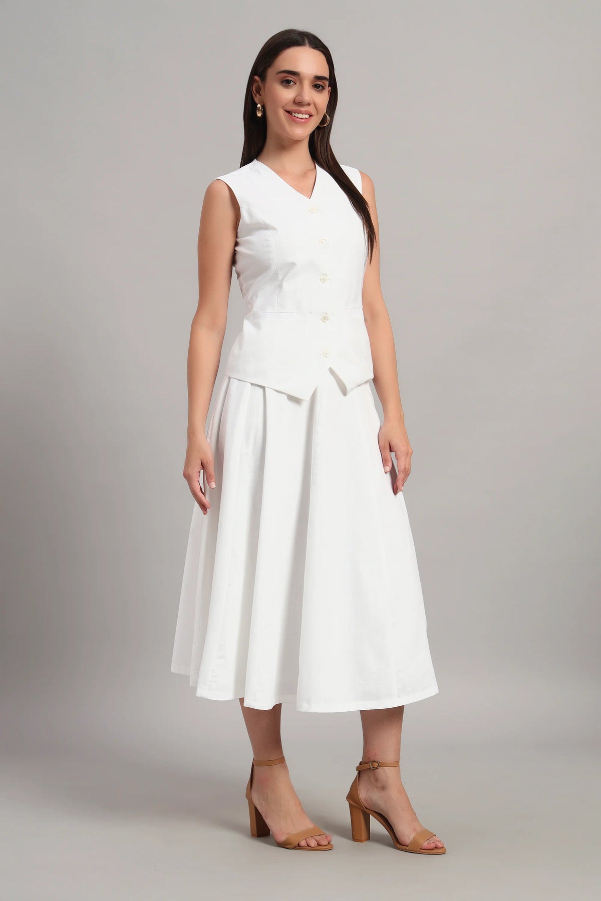 The Classic White Waistcoat & Skirt Set