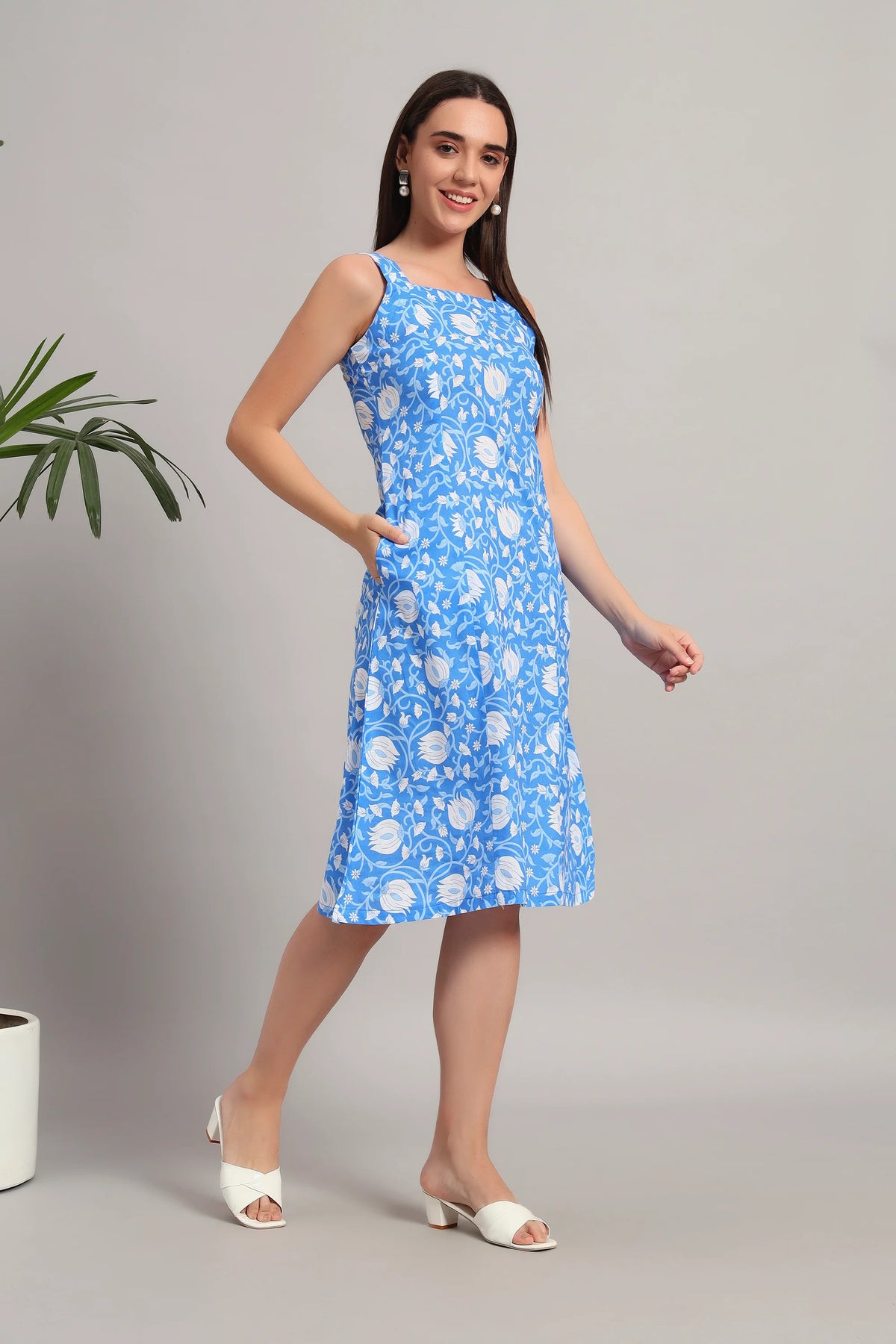 Blue Bloom Belle, Midi Dress