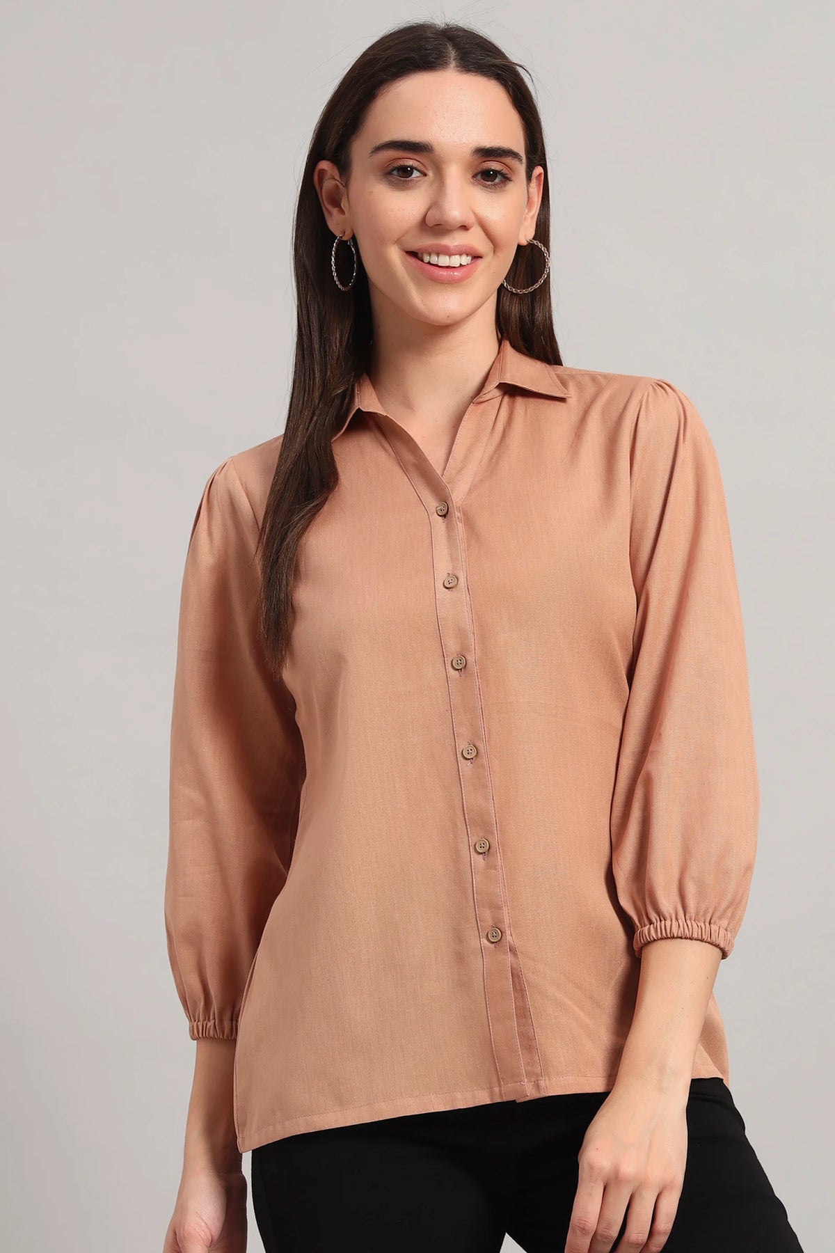 The All-Day Shirt Collar Top, Peach