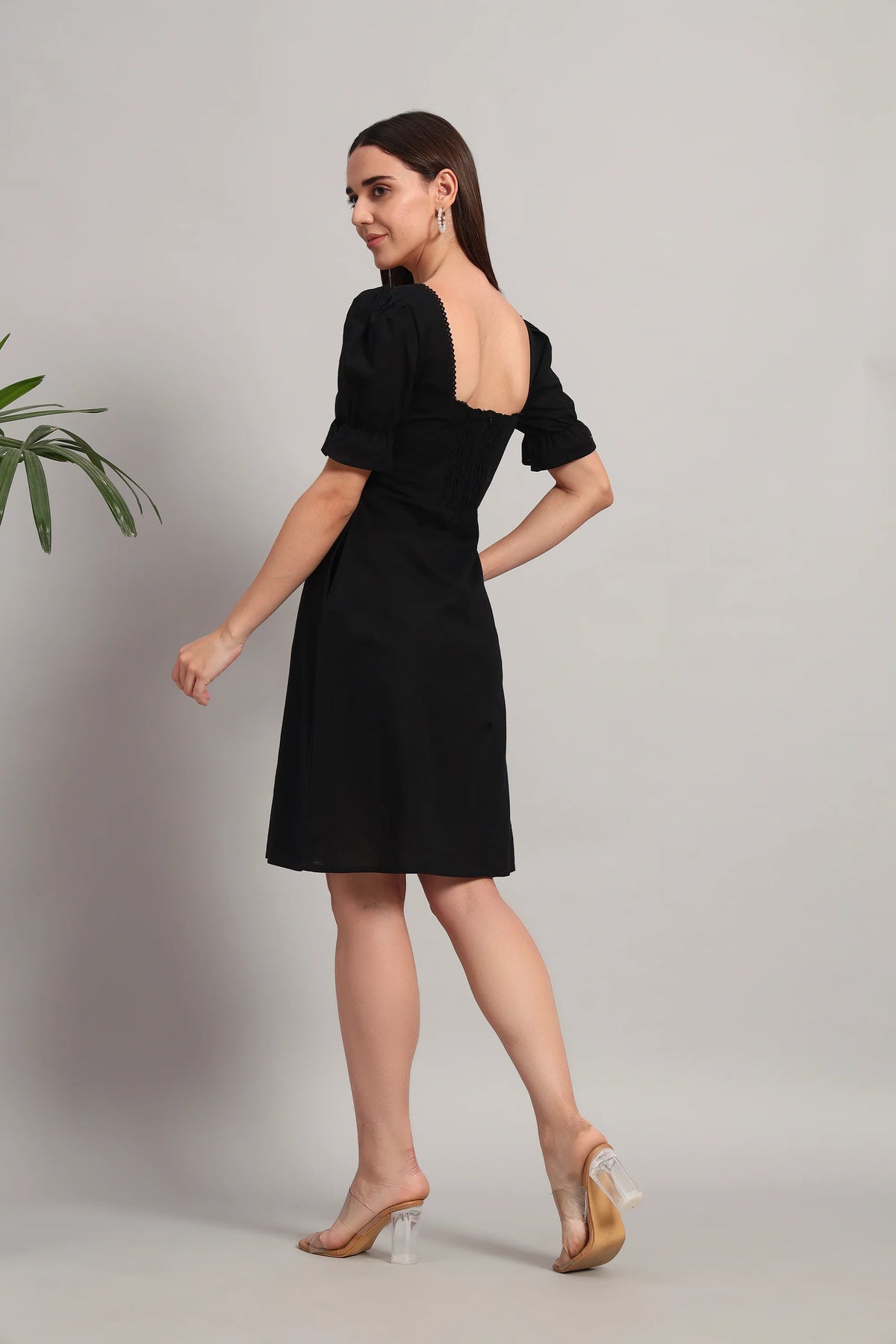 Puff & Petal Black, Midi Dress