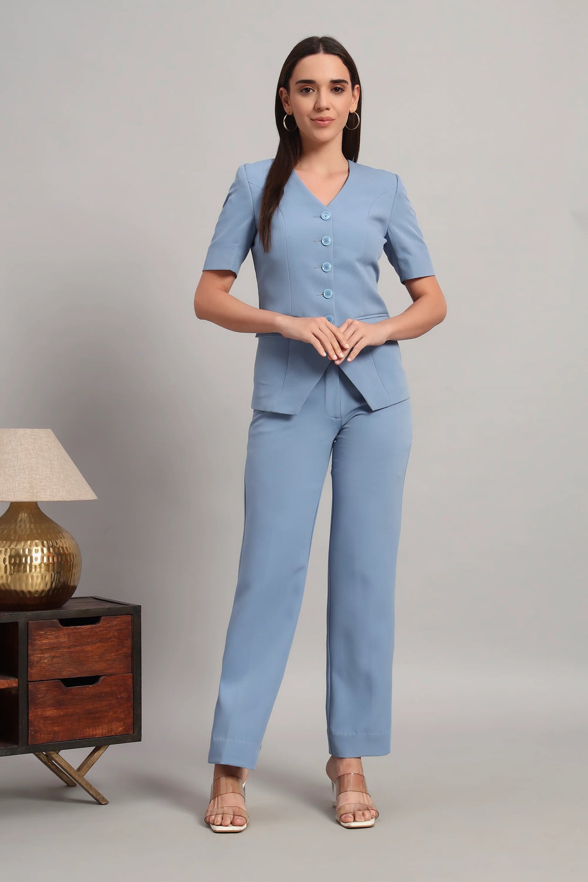 The Breezy Blazer Set, Denim Blue
