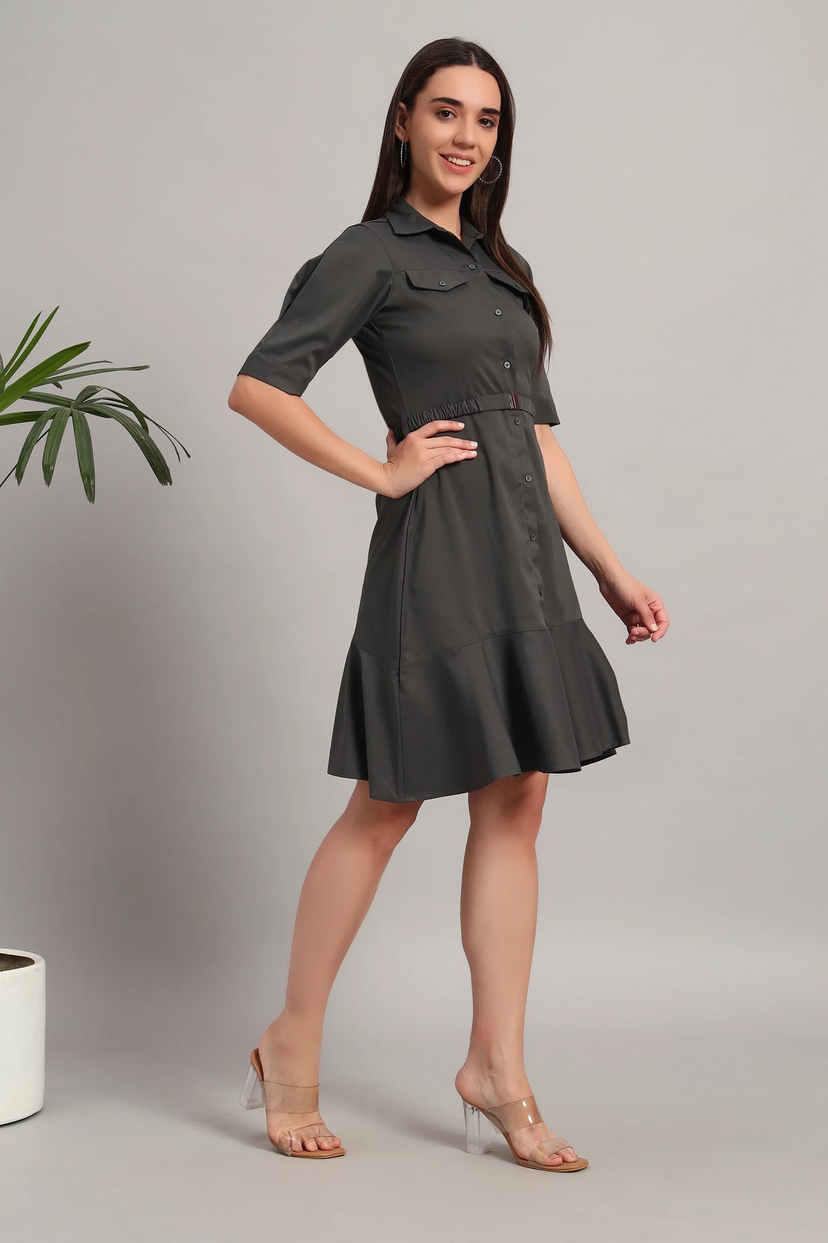 The Summer Shirt Dress,  Bluish Gray