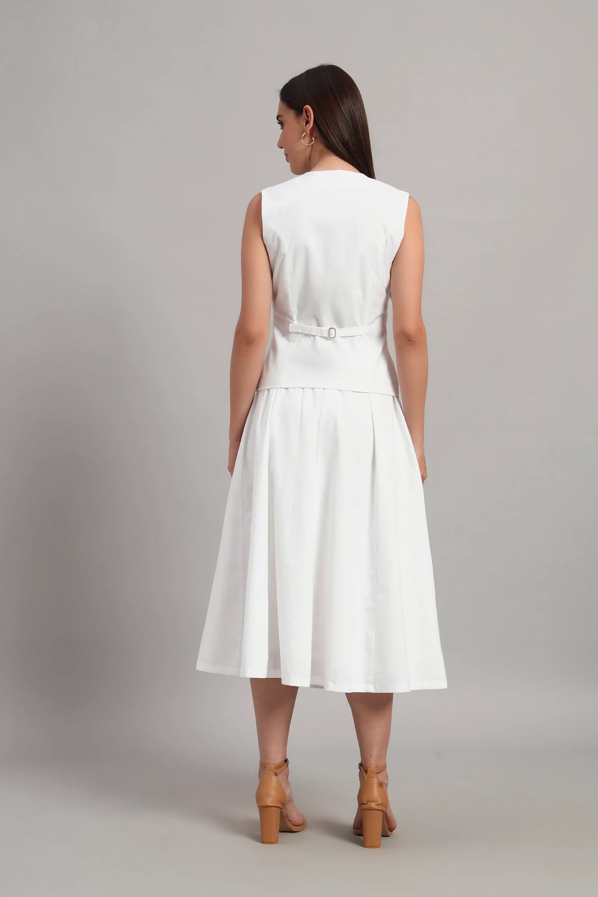 The Classic White Waistcoat & Skirt Set