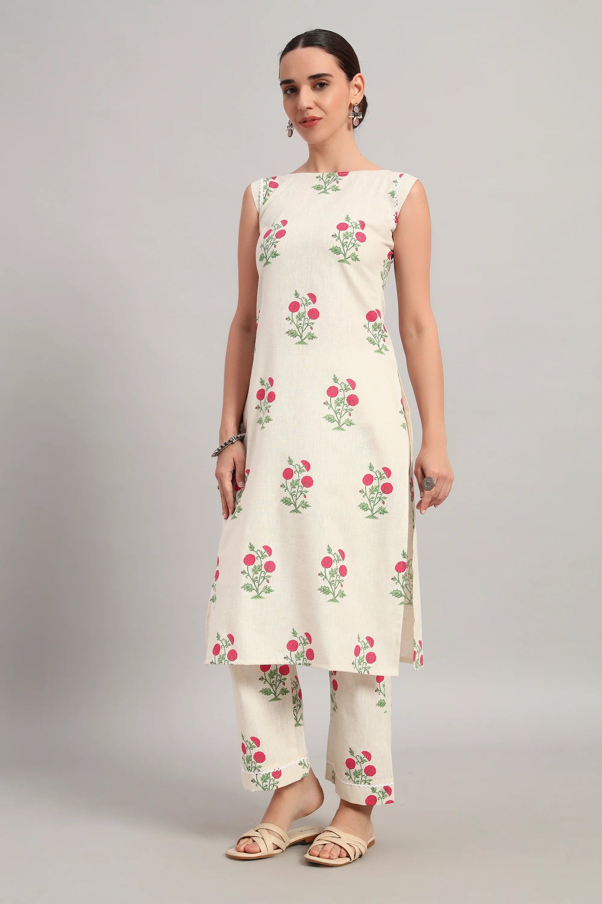 Subah Se Shaam Kurta Set, Rani Pink Floral