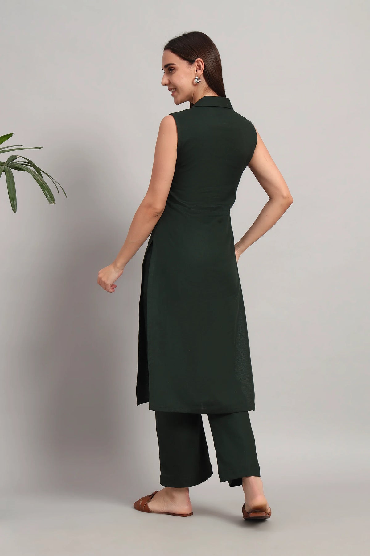 Roz Ka Kurta Set, Bottle Green