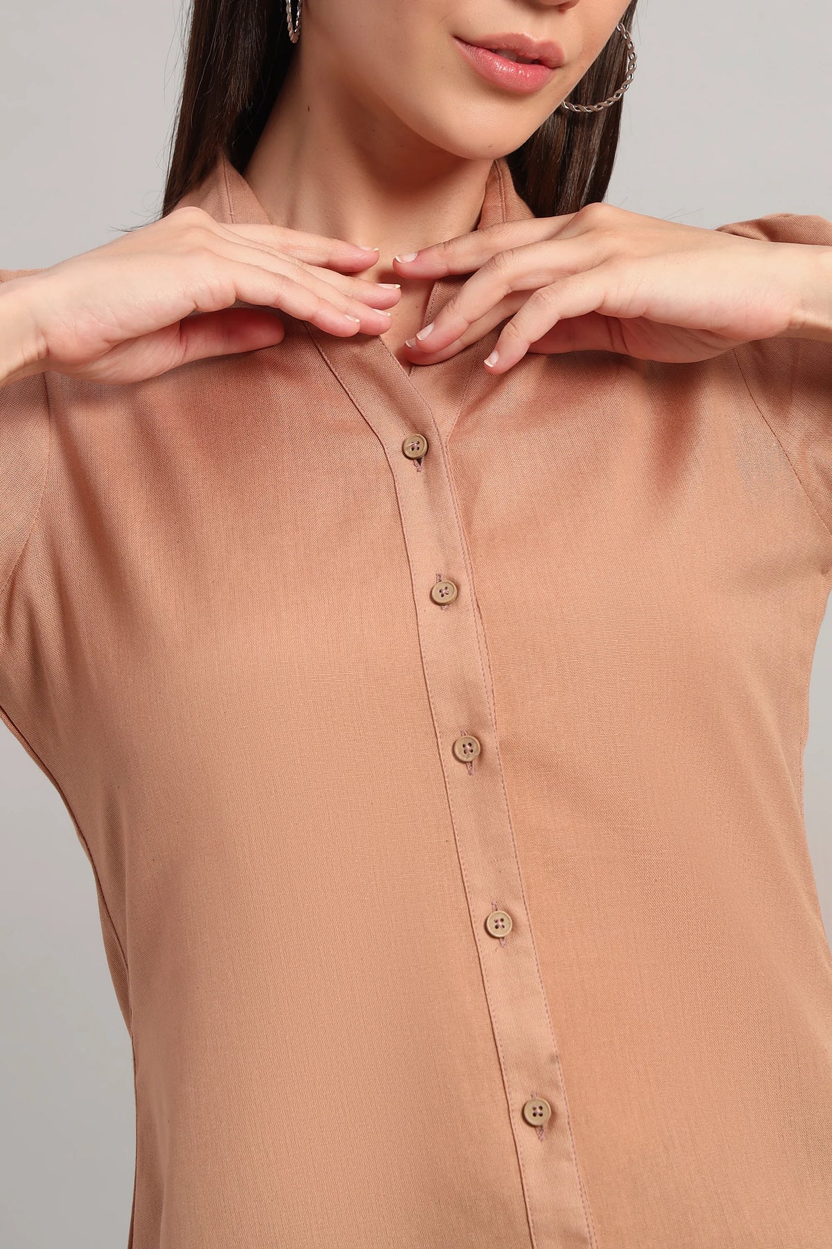 The All-Day Shirt Collar Top, Peach