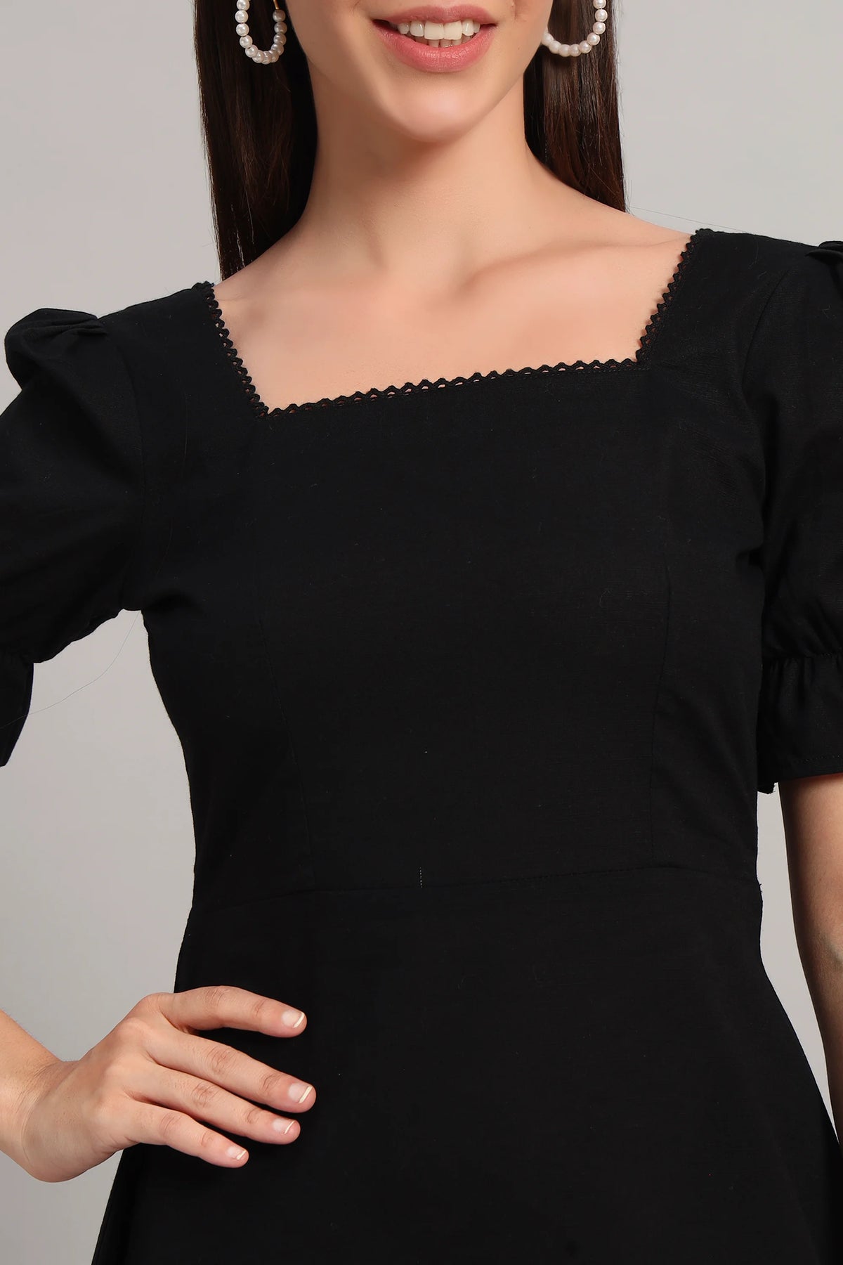 Puff & Petal Black, Midi Dress