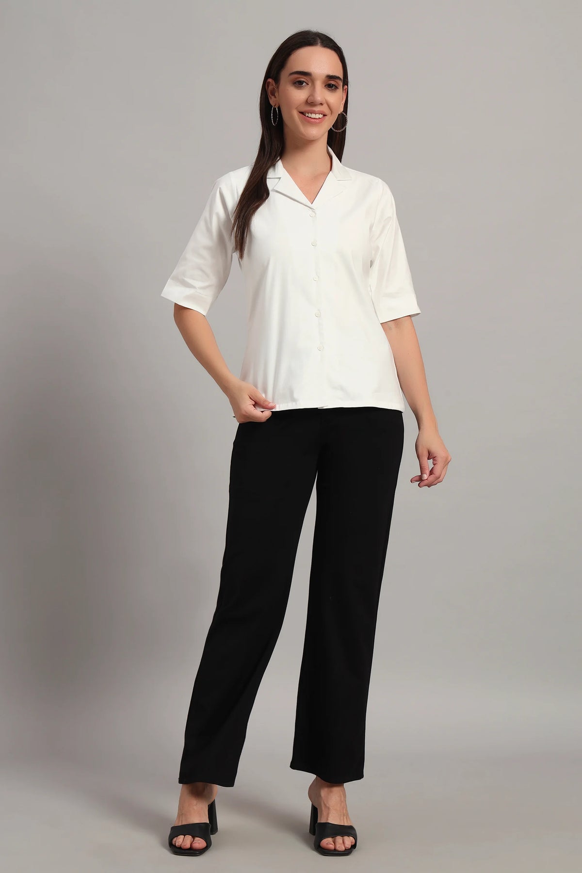 Open Collar, Half Sleeves Shirt