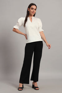 The Split Collar Classic Top, White
