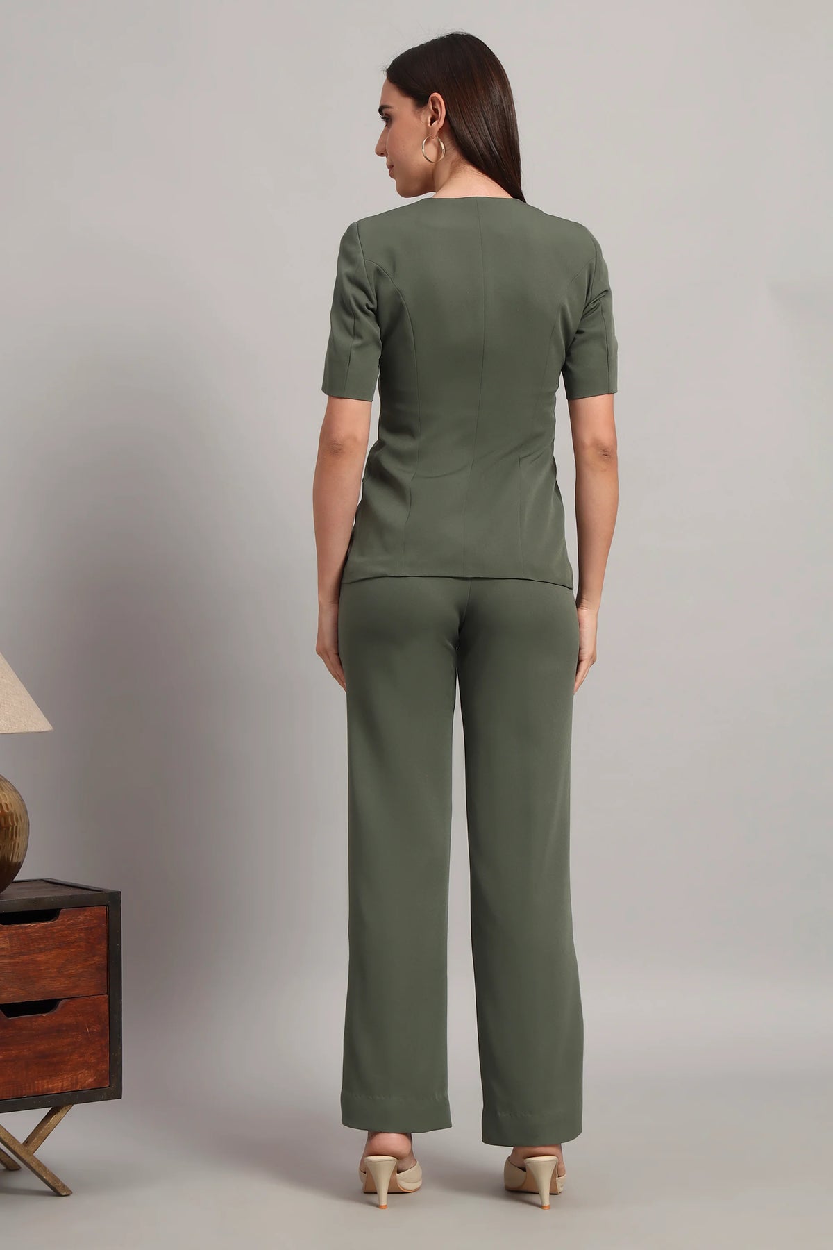 The Breezy Blazer Set, Olive Green