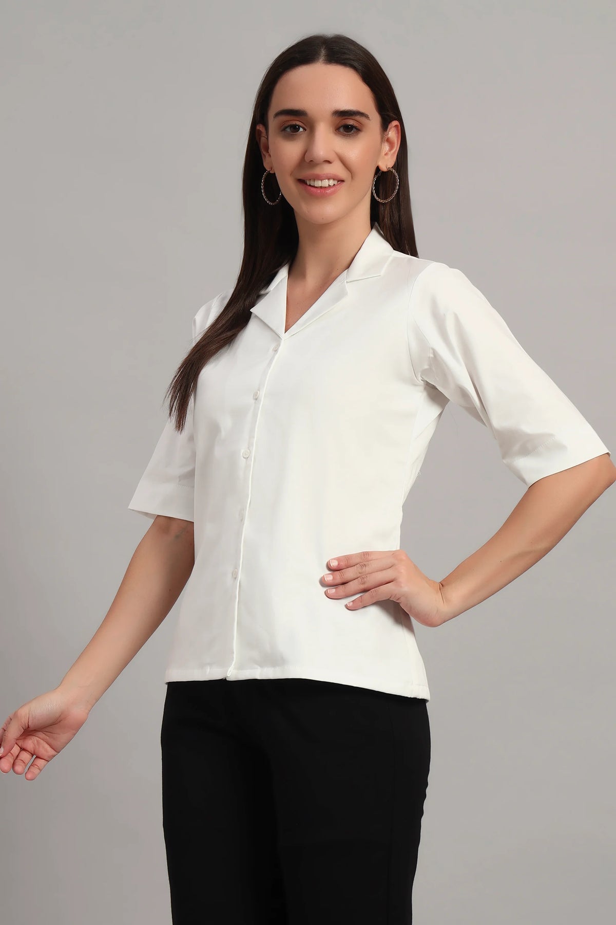 Open Collar, Half Sleeves Shirt