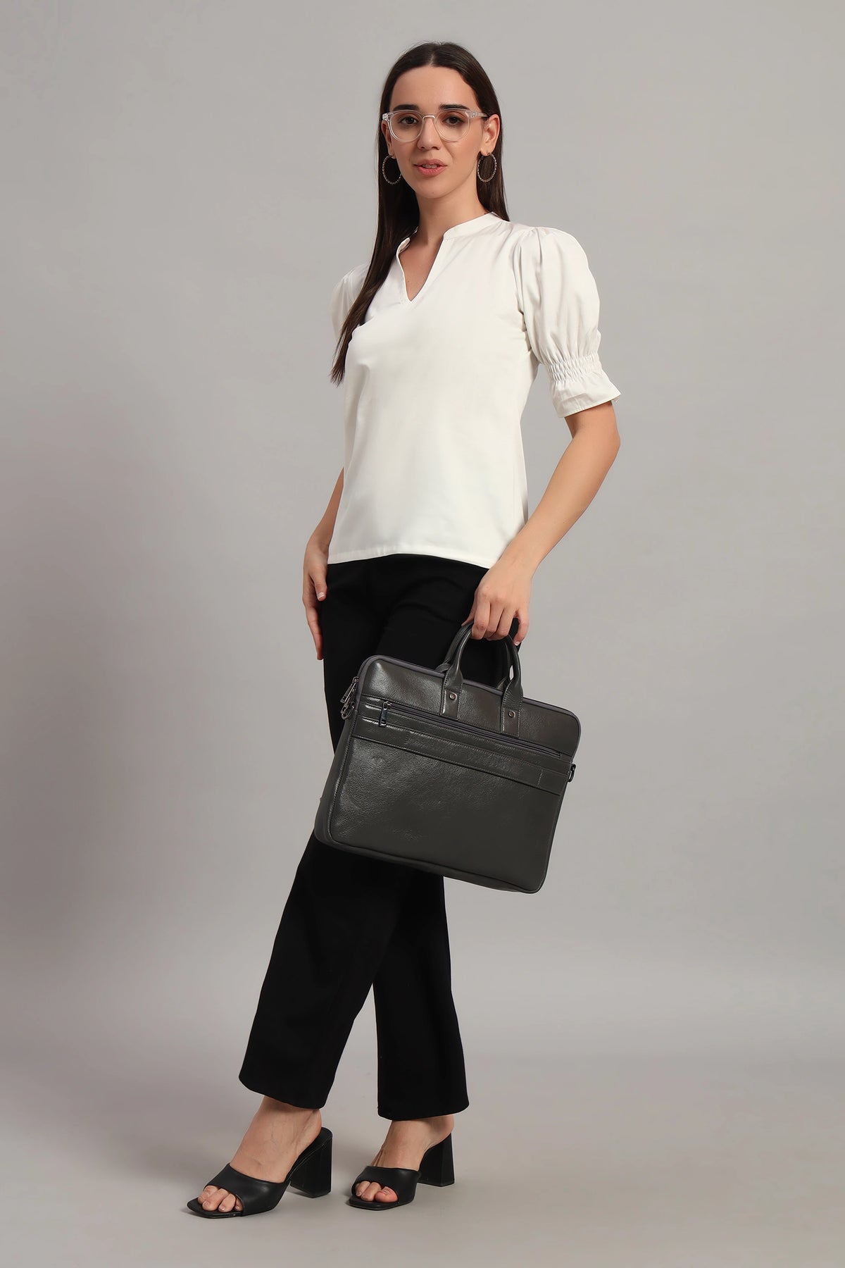 The Split Collar Classic Top, White