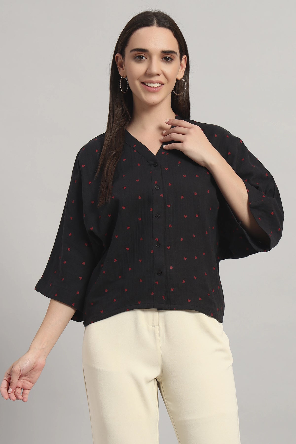 Flare Affair, V-Neck Shirt Style Top