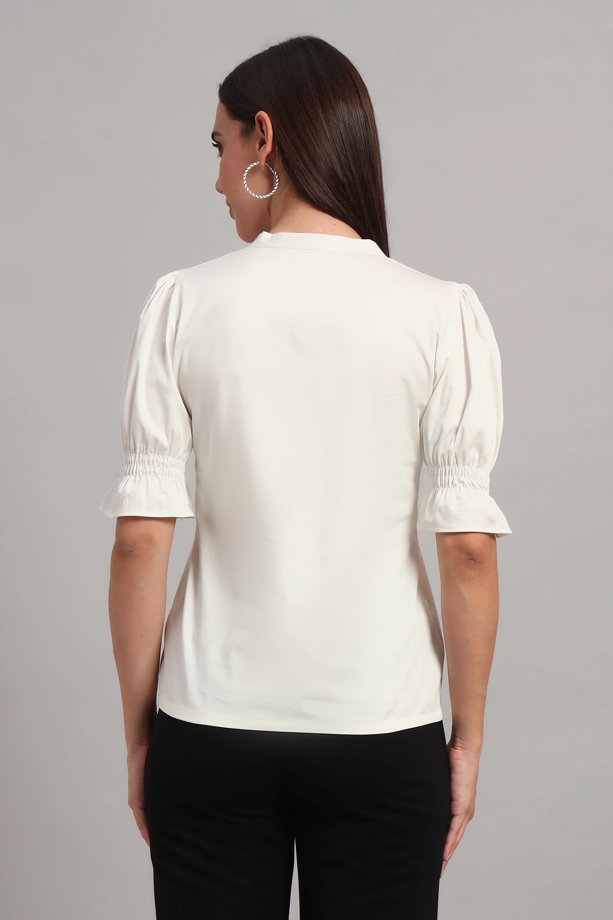 The Split Collar Classic Top, White