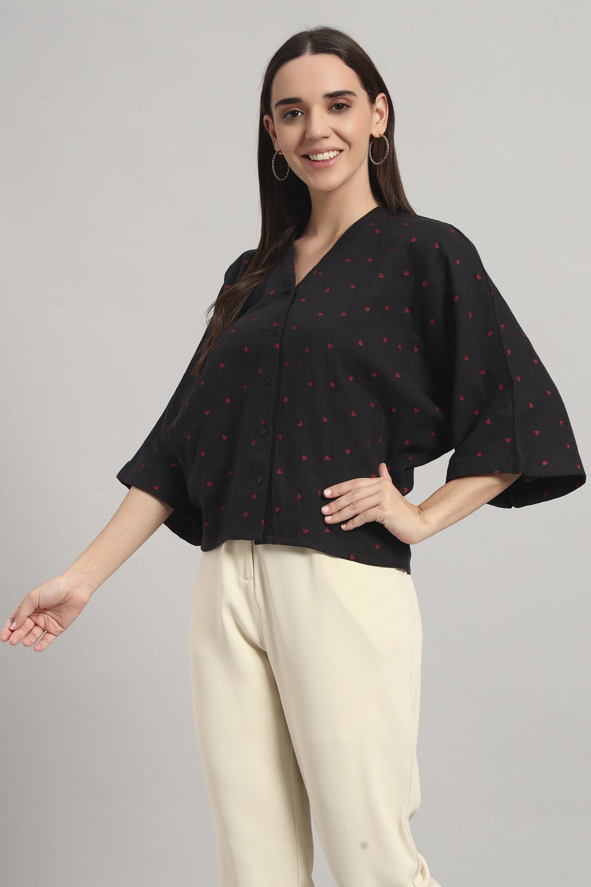 Flare Affair, V-Neck Shirt Style Top