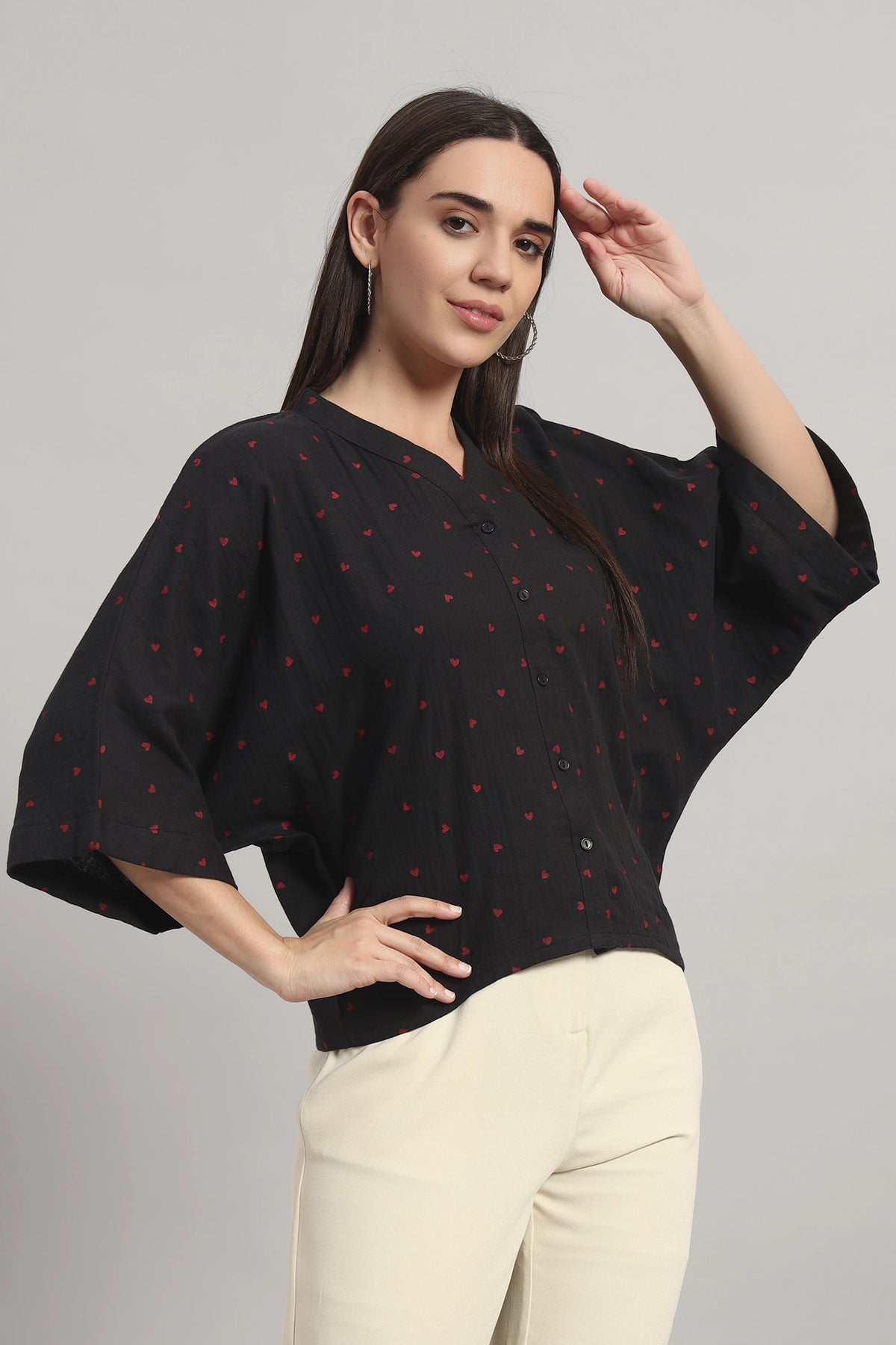 Flare Affair, V-Neck Shirt Style Top