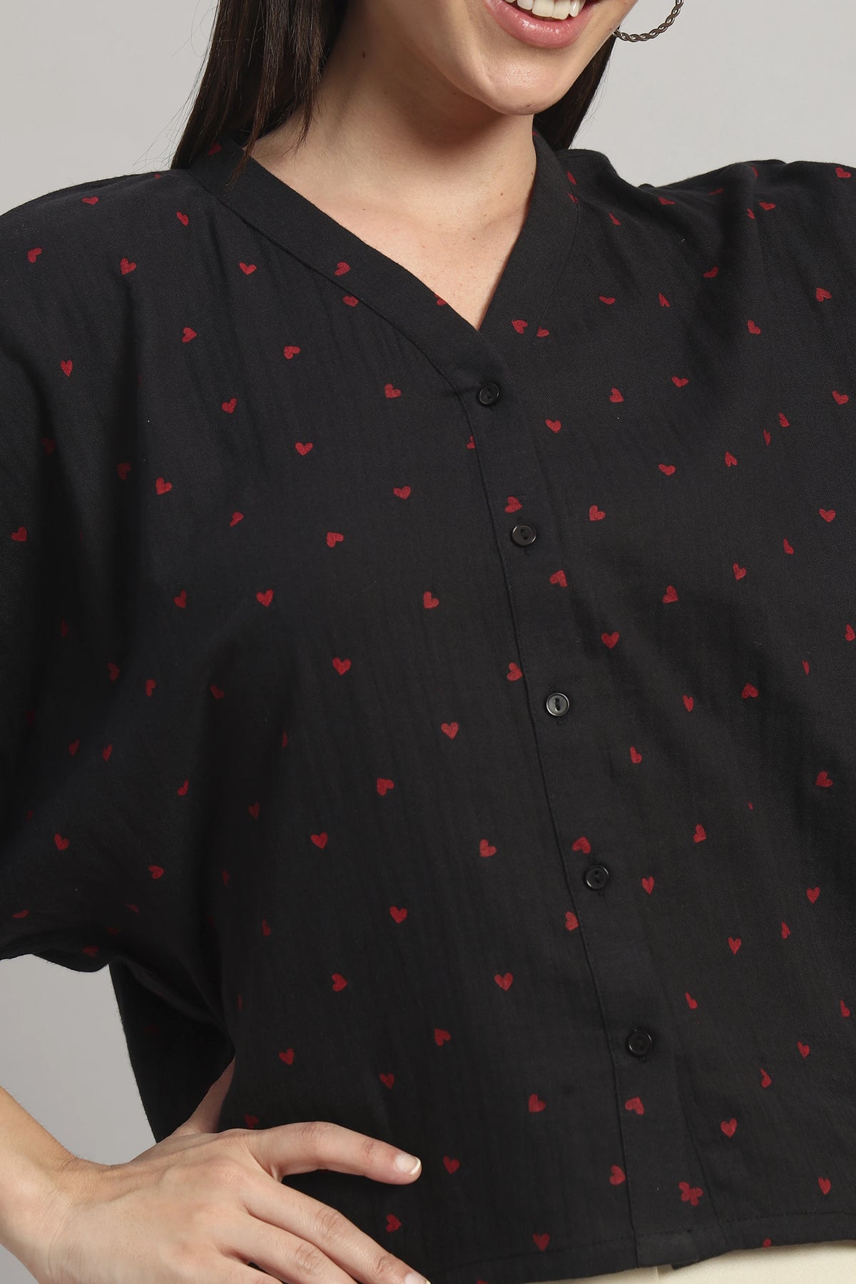 Flare Affair, V-Neck Shirt Style Top