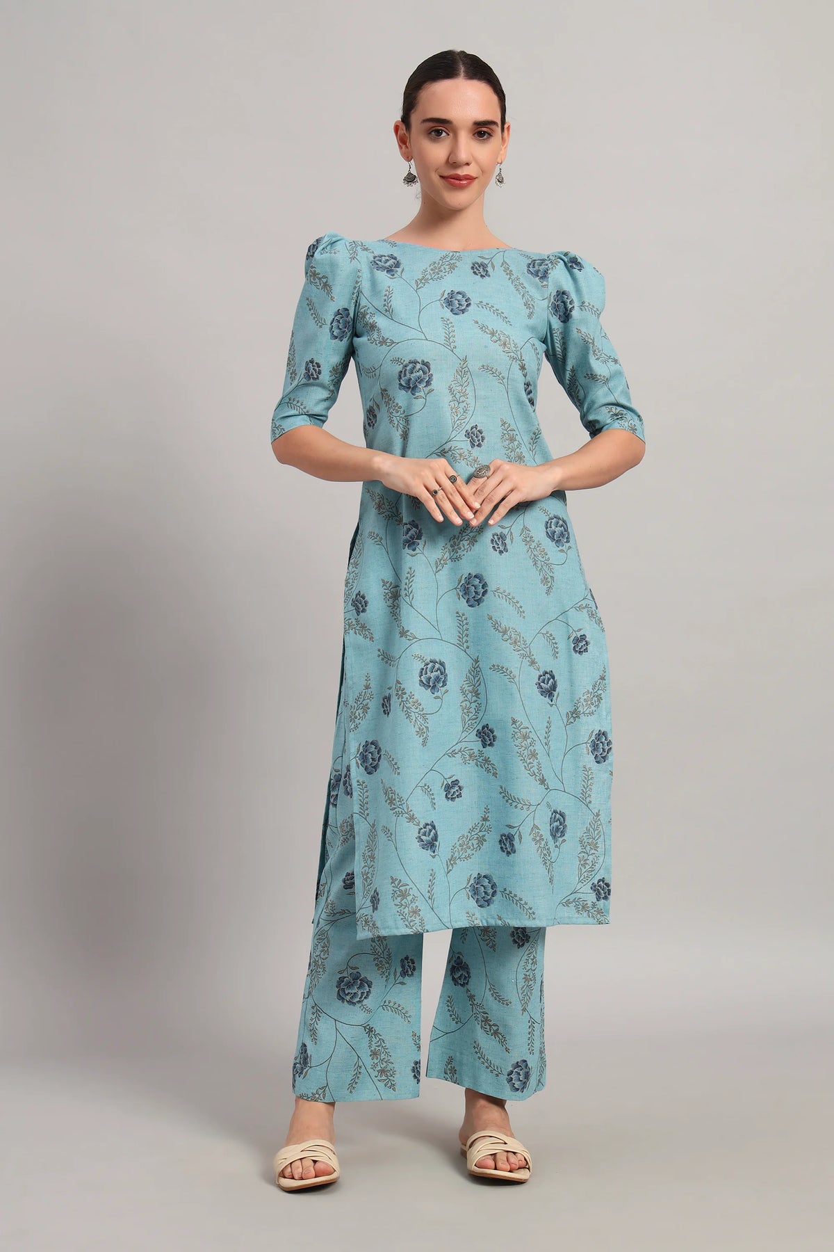 Dufftar Diaries Kurta Set, Sky Blue