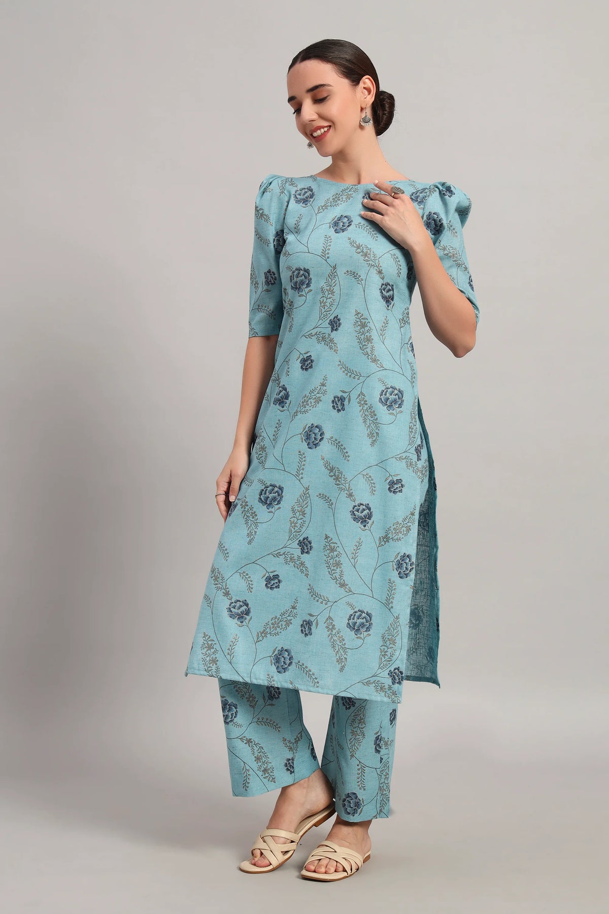 Dufftar Diaries Kurta Set, Sky Blue