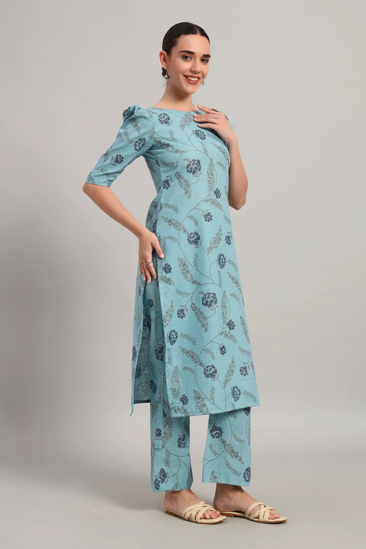 Dufftar Diaries Kurta Set, Sky Blue