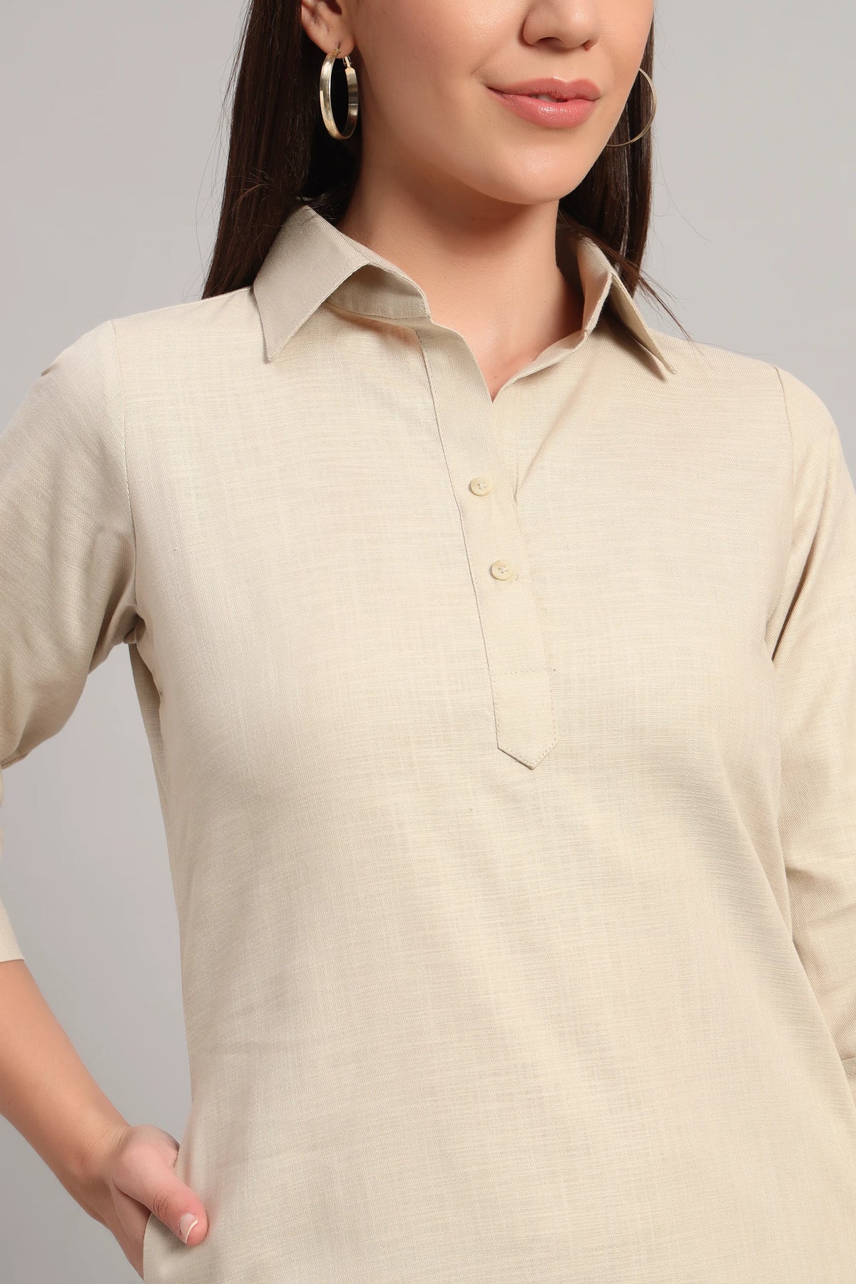 Pratidin, Beige Kurta Set