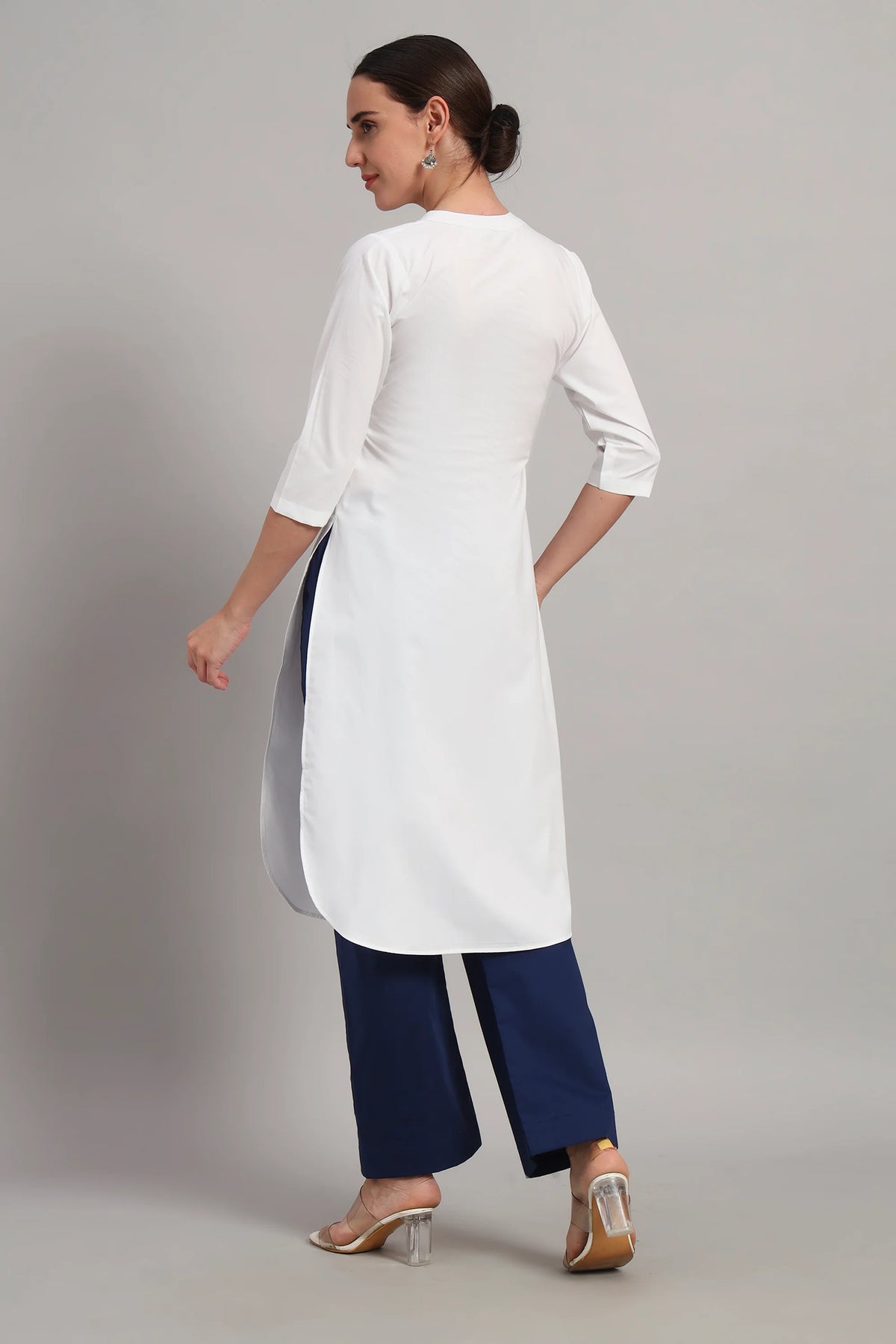 Classic Har Din, Kurta Set White & Bllue
