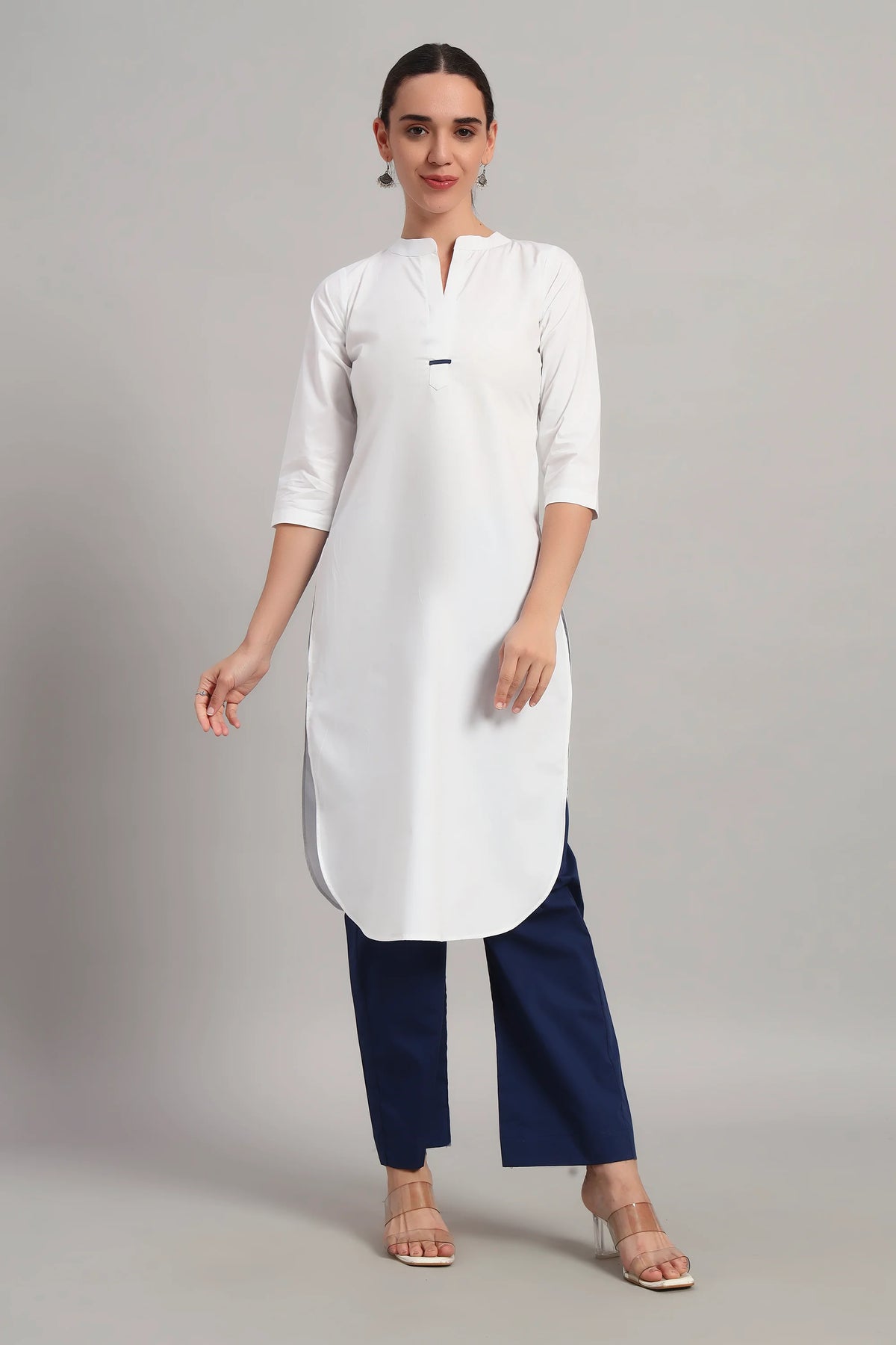 Classic Har Din, Kurta Set White & Bllue