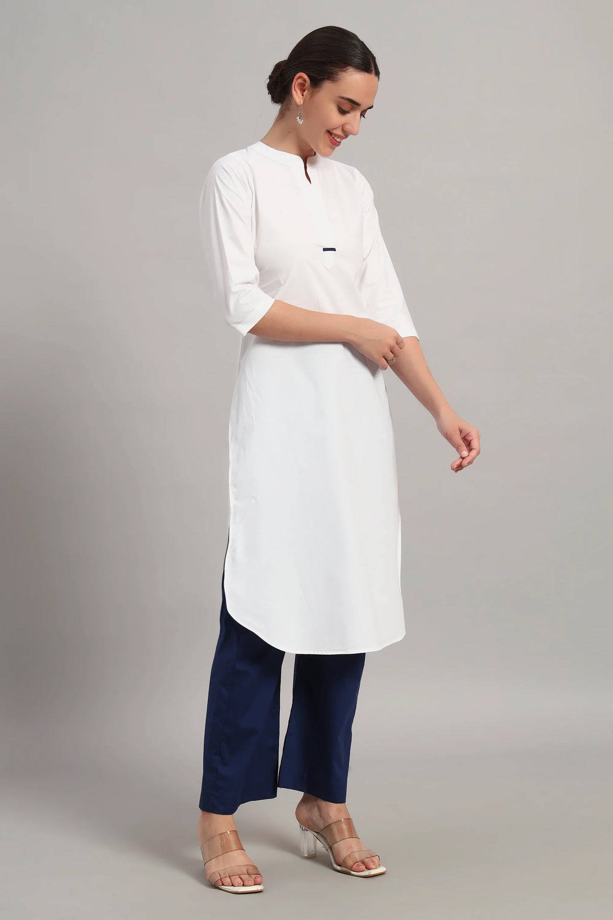 Classic Har Din, Kurta Set White & Bllue