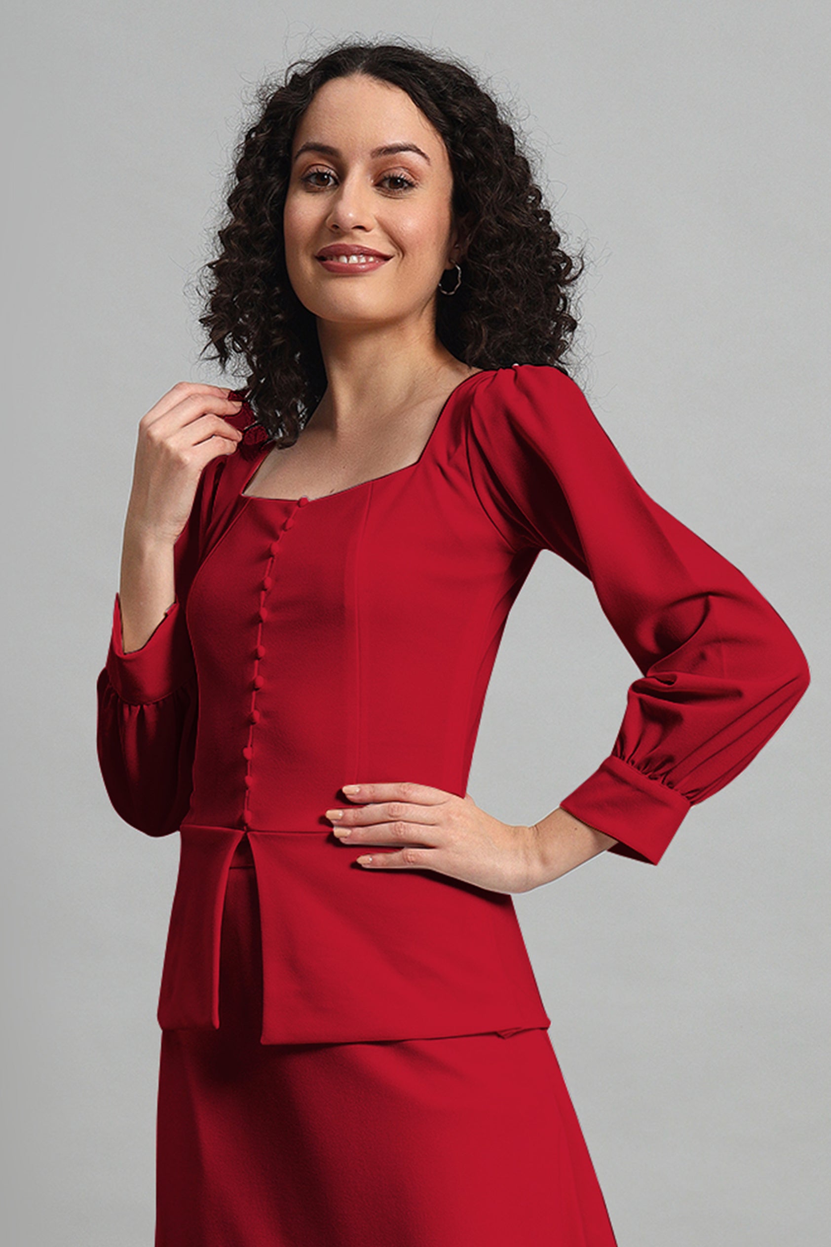 Flare of Grace Skirt Co-ord Set – Red