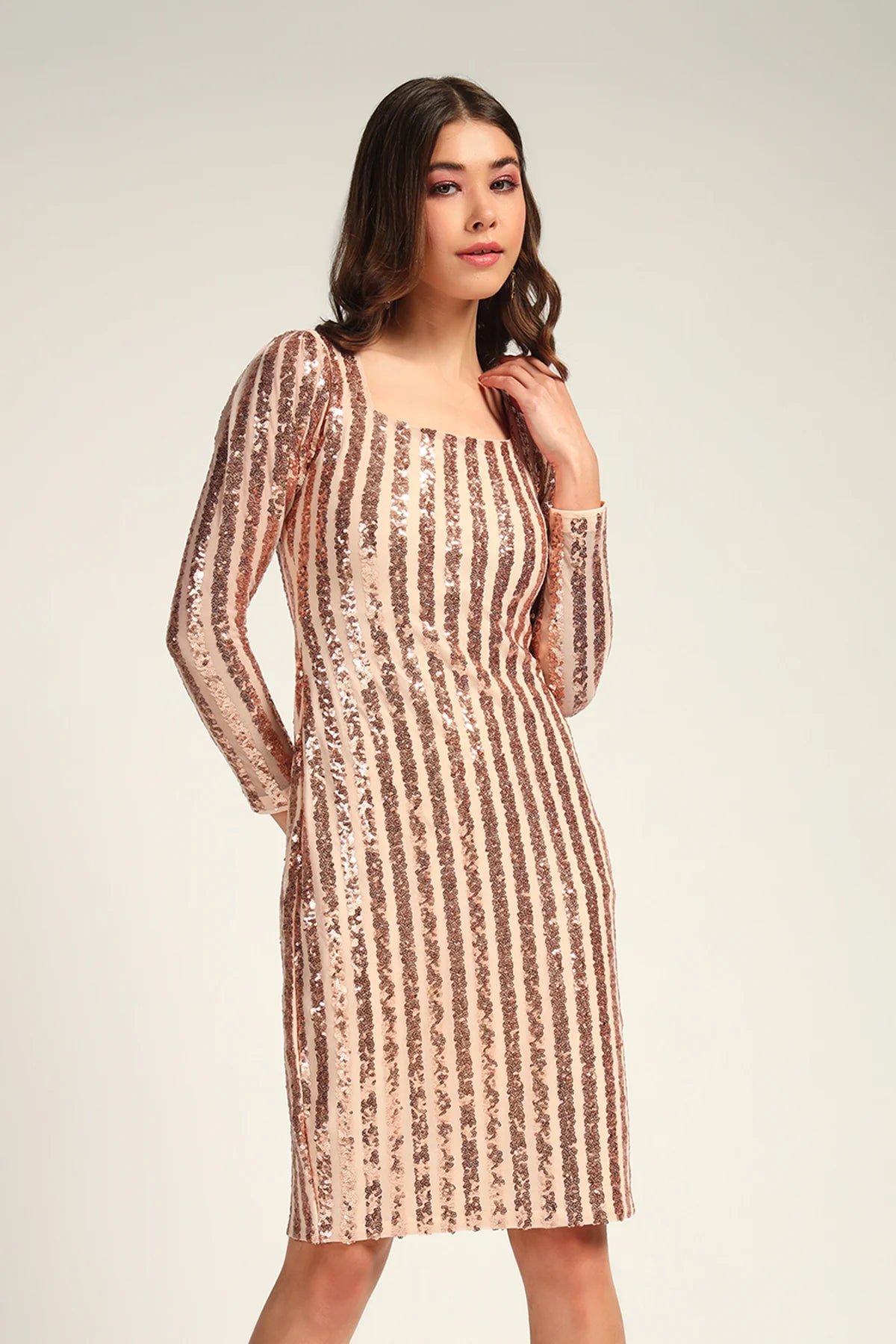 Zara Sa Shimmer Dress, Peach Fuzz