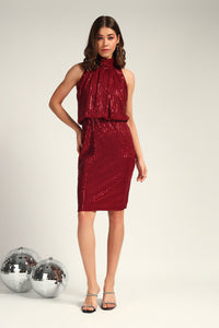 Glamorous Garnet Sequin Dress – Burgundy