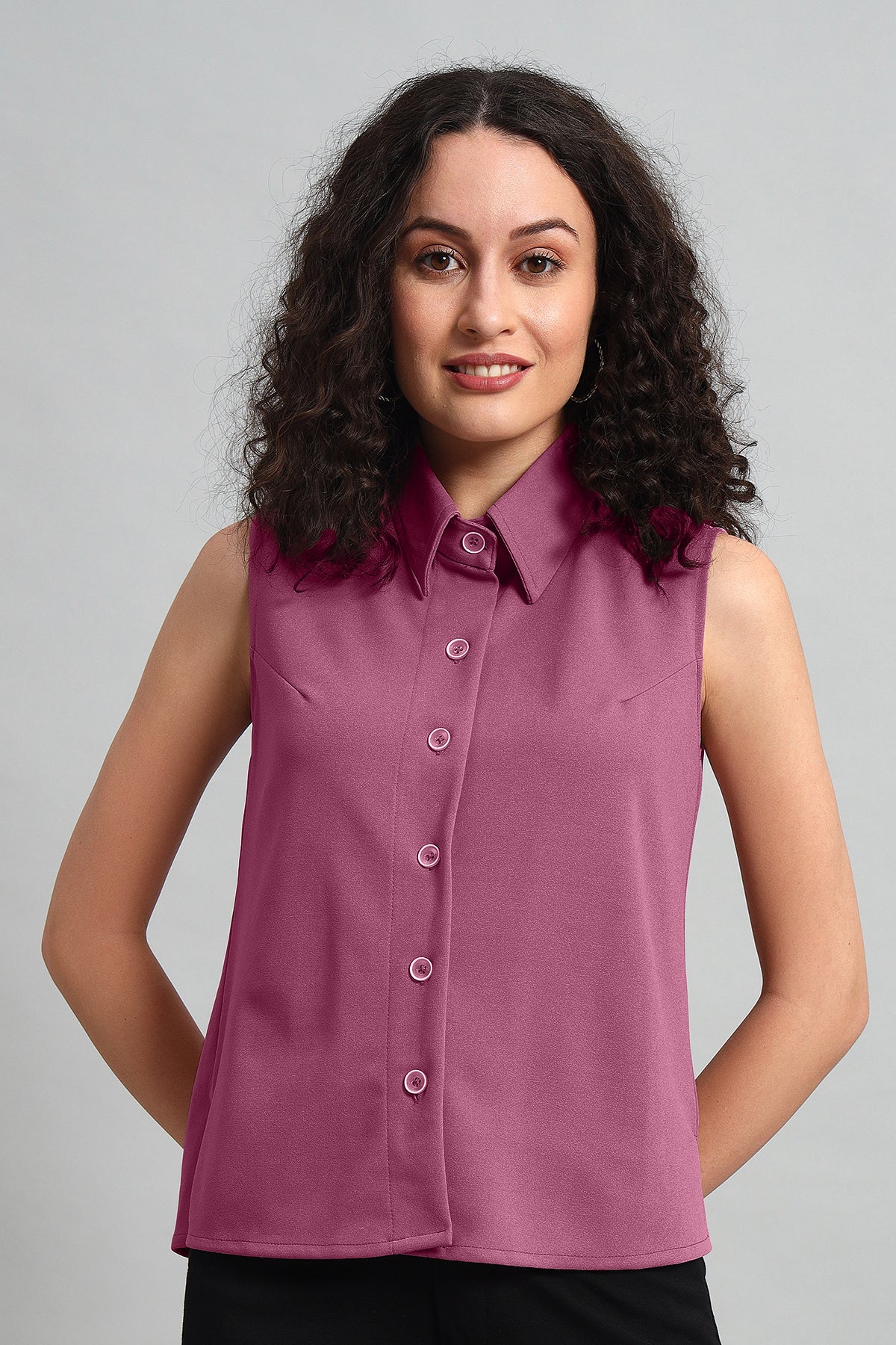 Allure A-Line Collar Top, Dusky Mauve