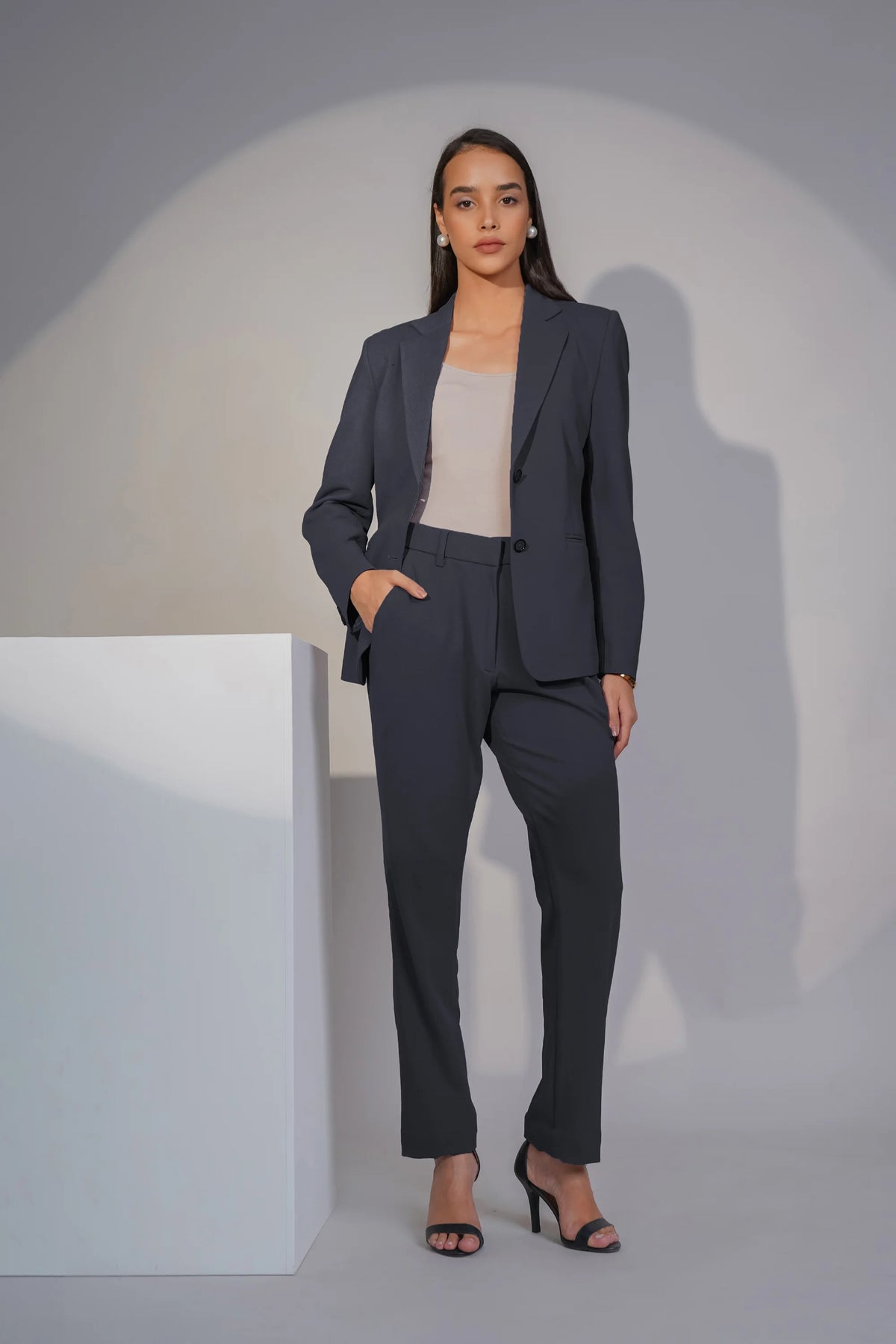 Eternal Office Blazer with Pants Power Suit, Bluish Gray