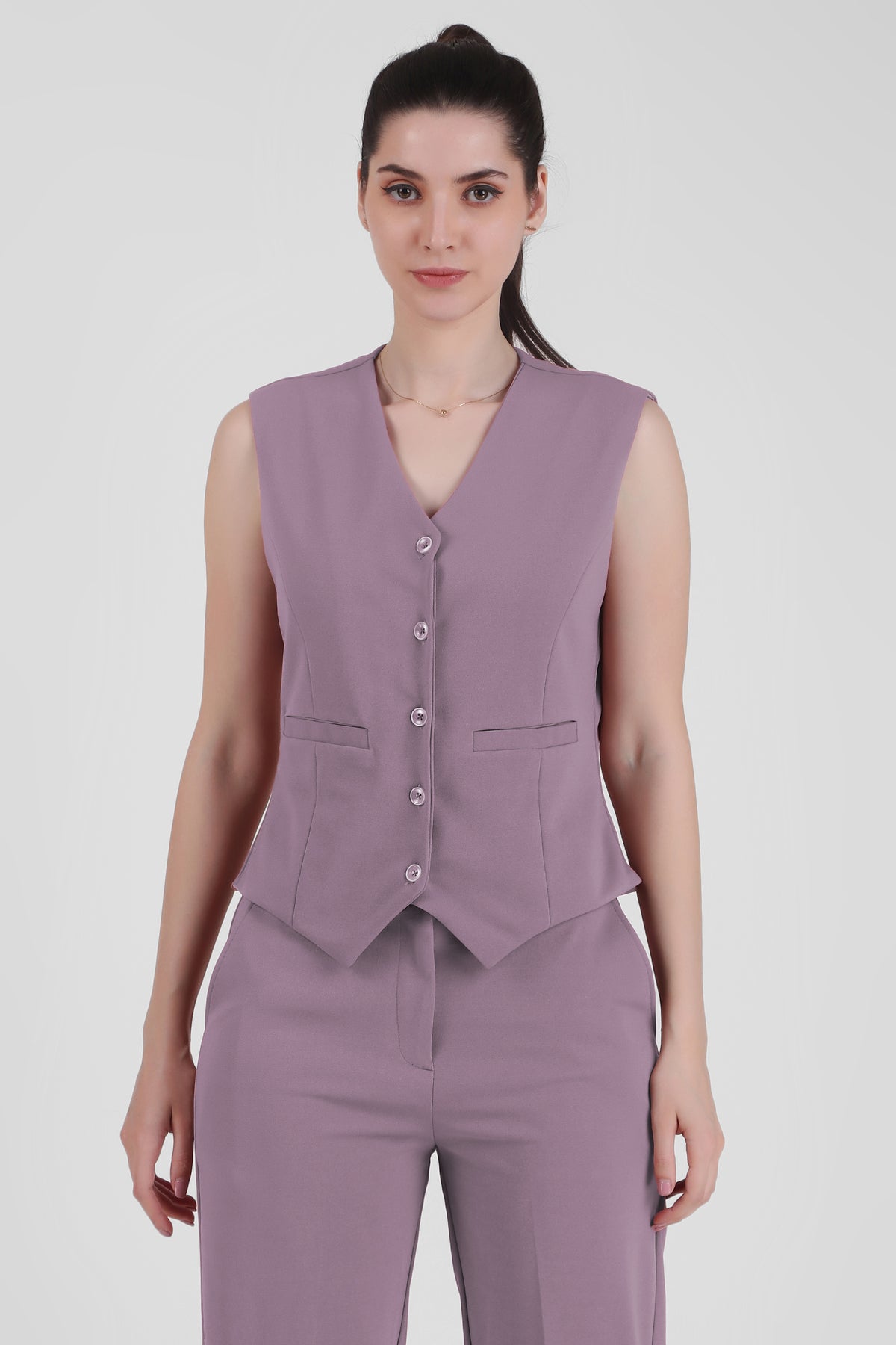 Waistcoat And Trousers Co-ord Set - Dusky Mauve