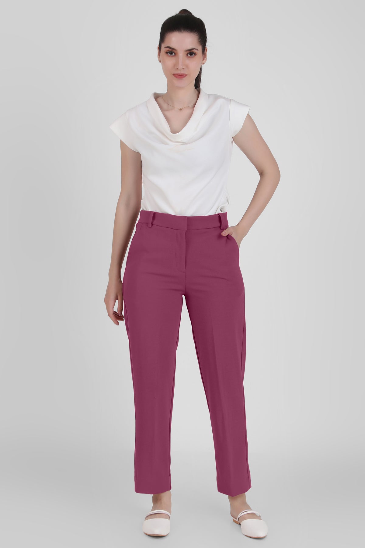 Straight Fit Formal Trousers, Dusky Mauve