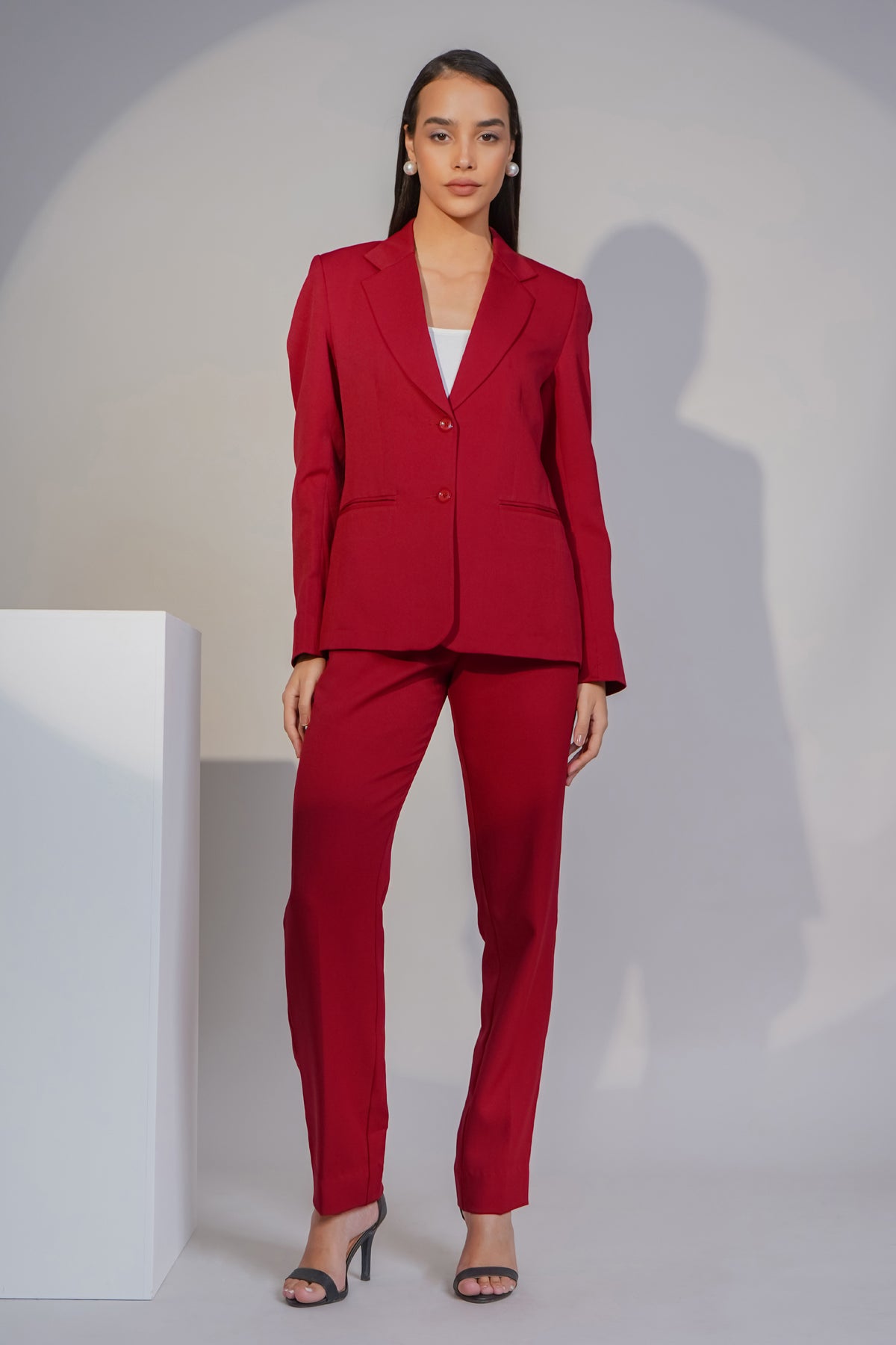 Eternal Office Blazer with Pants Power Suit, Red