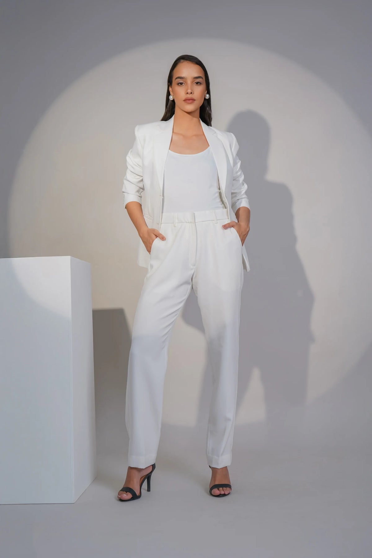 Eternal Office Blazer with Pants Power Suit, Ivory